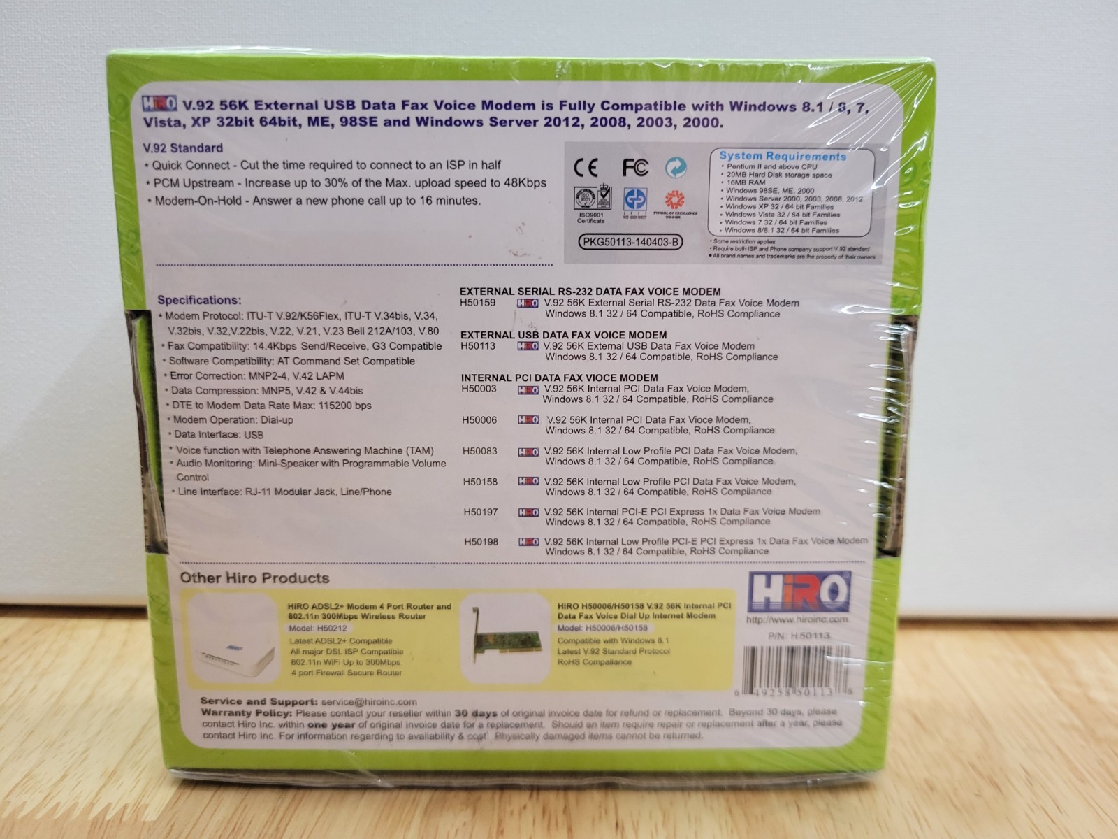 NEW SEALED HiRO H50113 V.92 56K USB External Data Fax Modem – Windows 10/11
