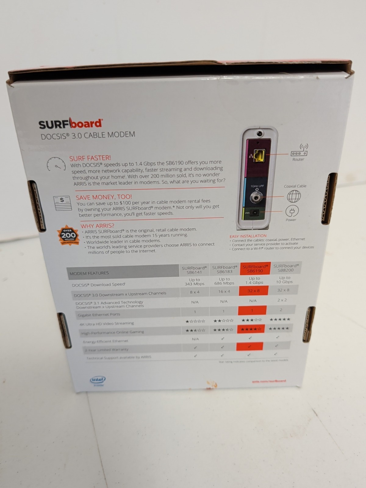 ARRIS SURFboard SB6190 DOCSIS 3.0 1.4 Gbps Cable Modem Xfinity Spectrum Cox