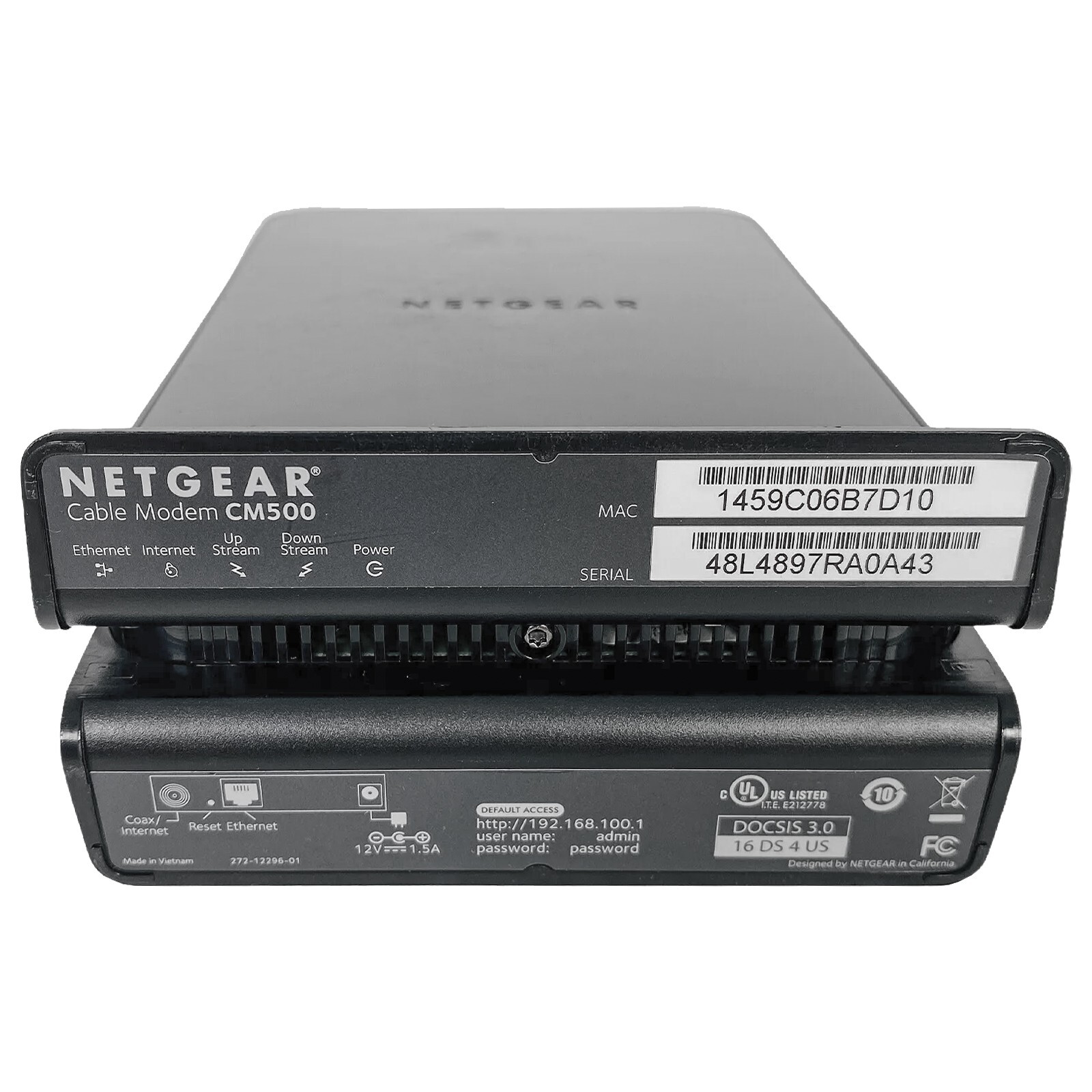 Netgear CM500 High Speed Cable Modem DOCSIS 3.0 680Mbps NO Adapter