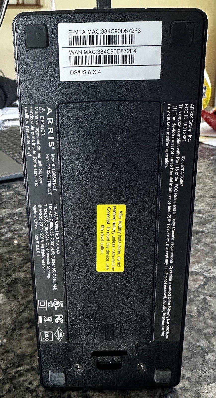 Xfinity Arris TG1682G DOCSIS 3.0 Dual-Band WiFi Telephone Cable Modem 4 Ports