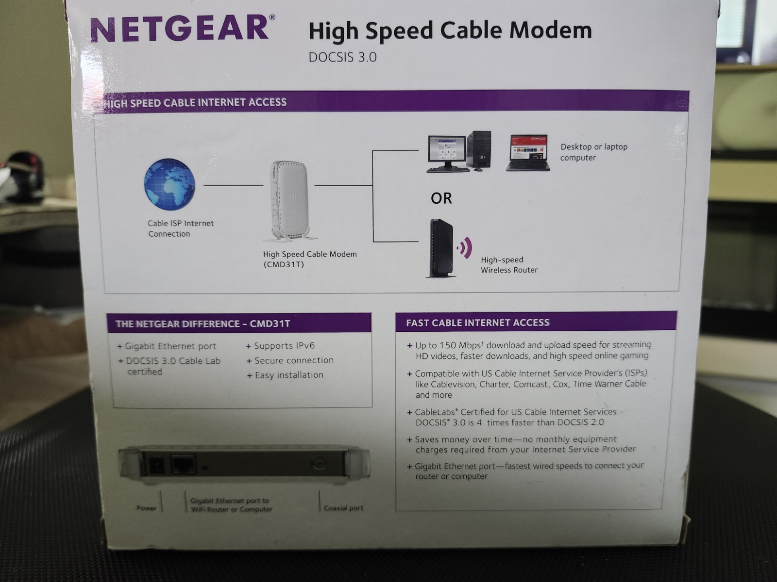 Netgear CMD31T High Speed Cable Modem DOCSIS 3.0 NEW IN OPEN BOX
