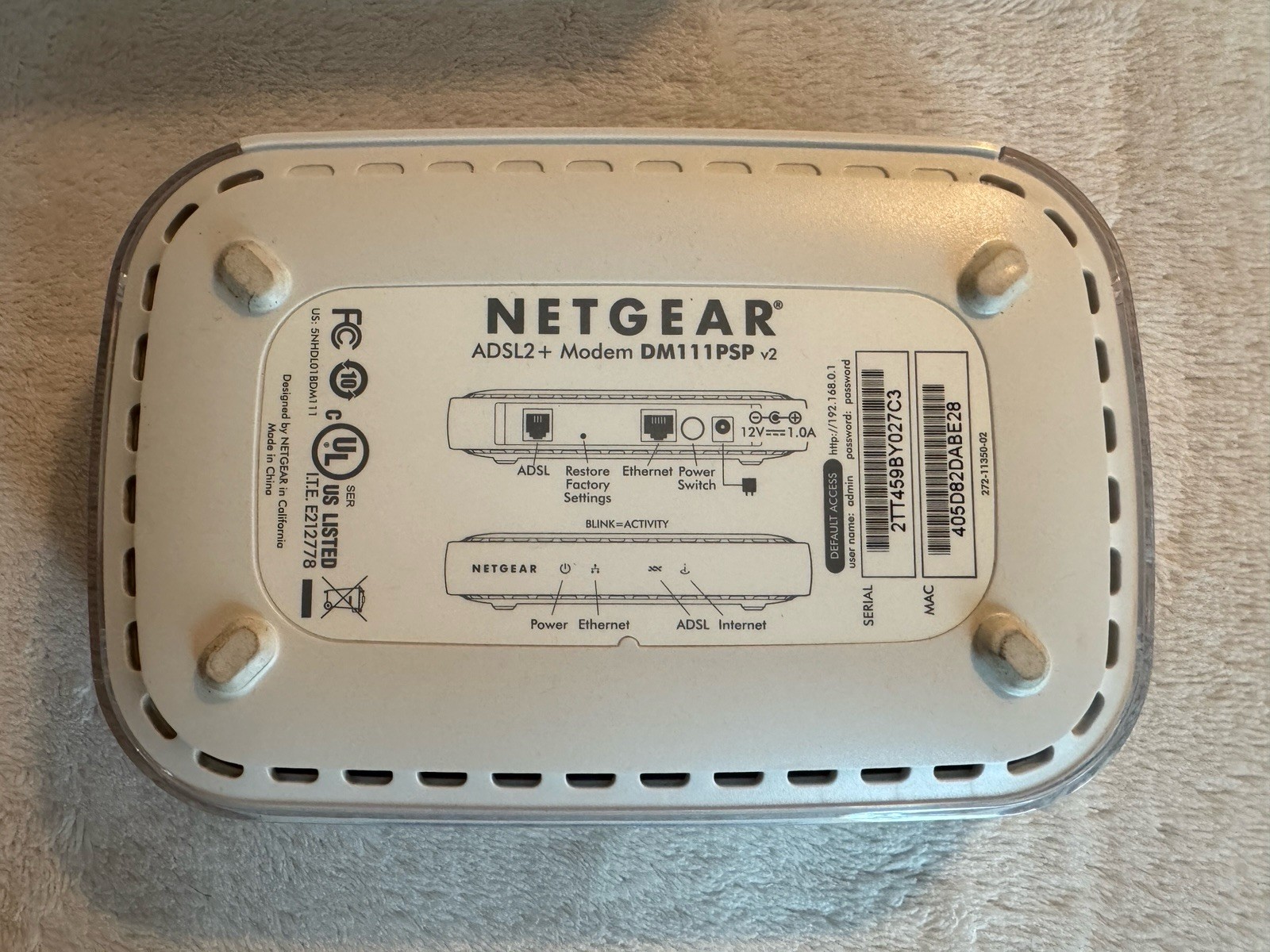 Netgear Broadband ADSL2 + Modem DM111PSP