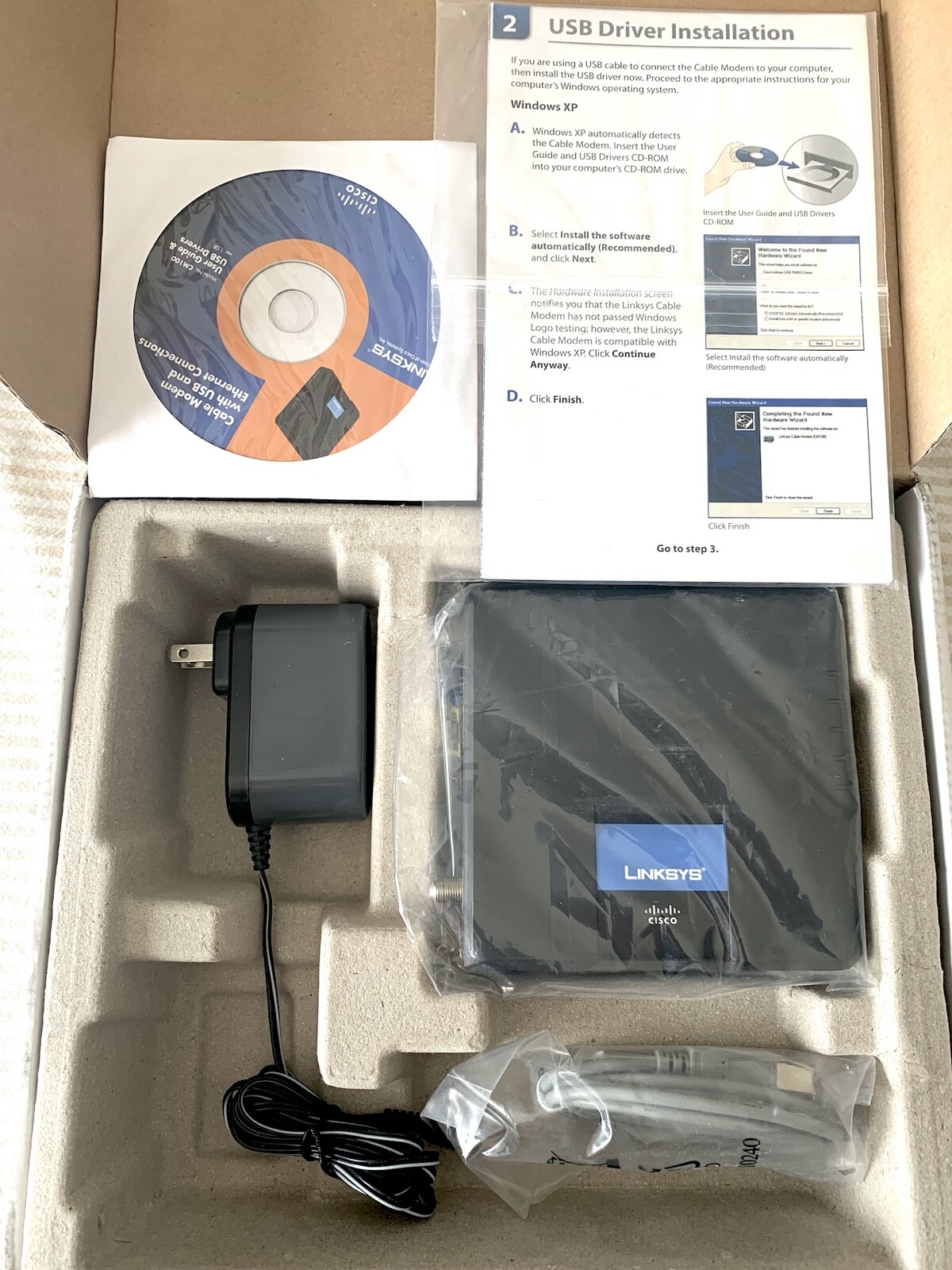 Cisco Linksys Cable Modem with Ethernet USB Connection CM100