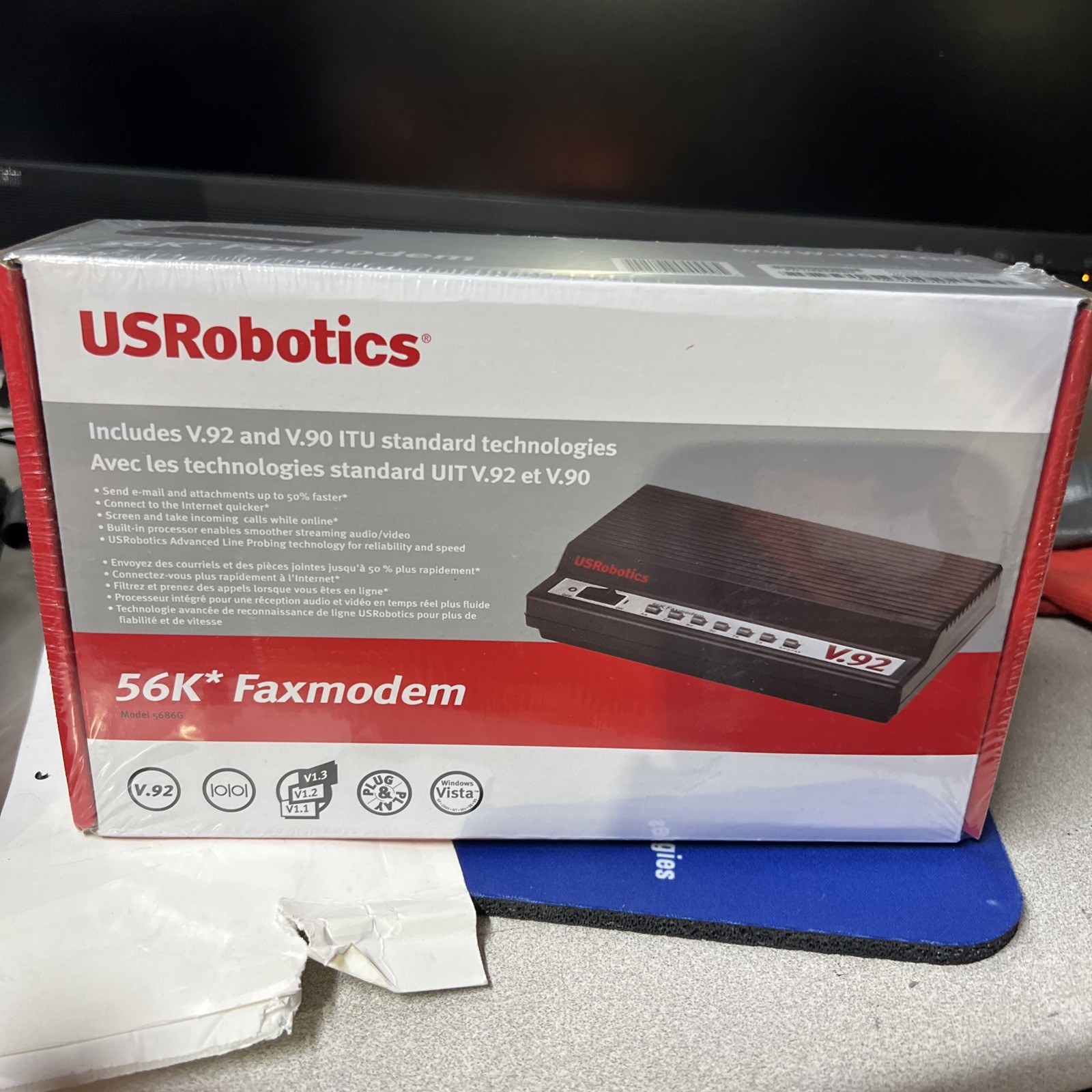 USRobotics 56K Faxmodem V.92/V.90 Standard Technologies Model 5686G New In Box