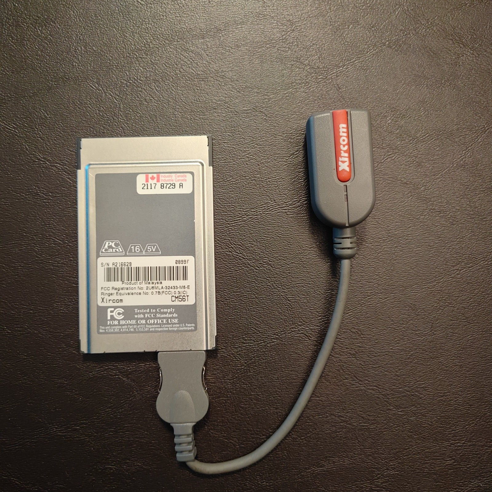 Xircom CreditCard Modem 56T, CM56T, Dongle Included