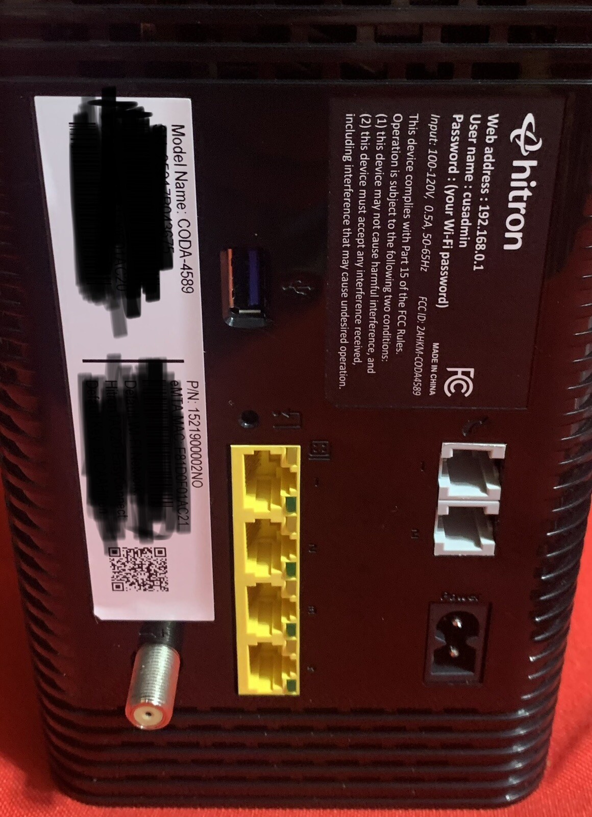 NEW Hitron Coda-4589 DOCSIS 3.1 Cable Modem Router w 802.11ac WiFi MoCA & Voice