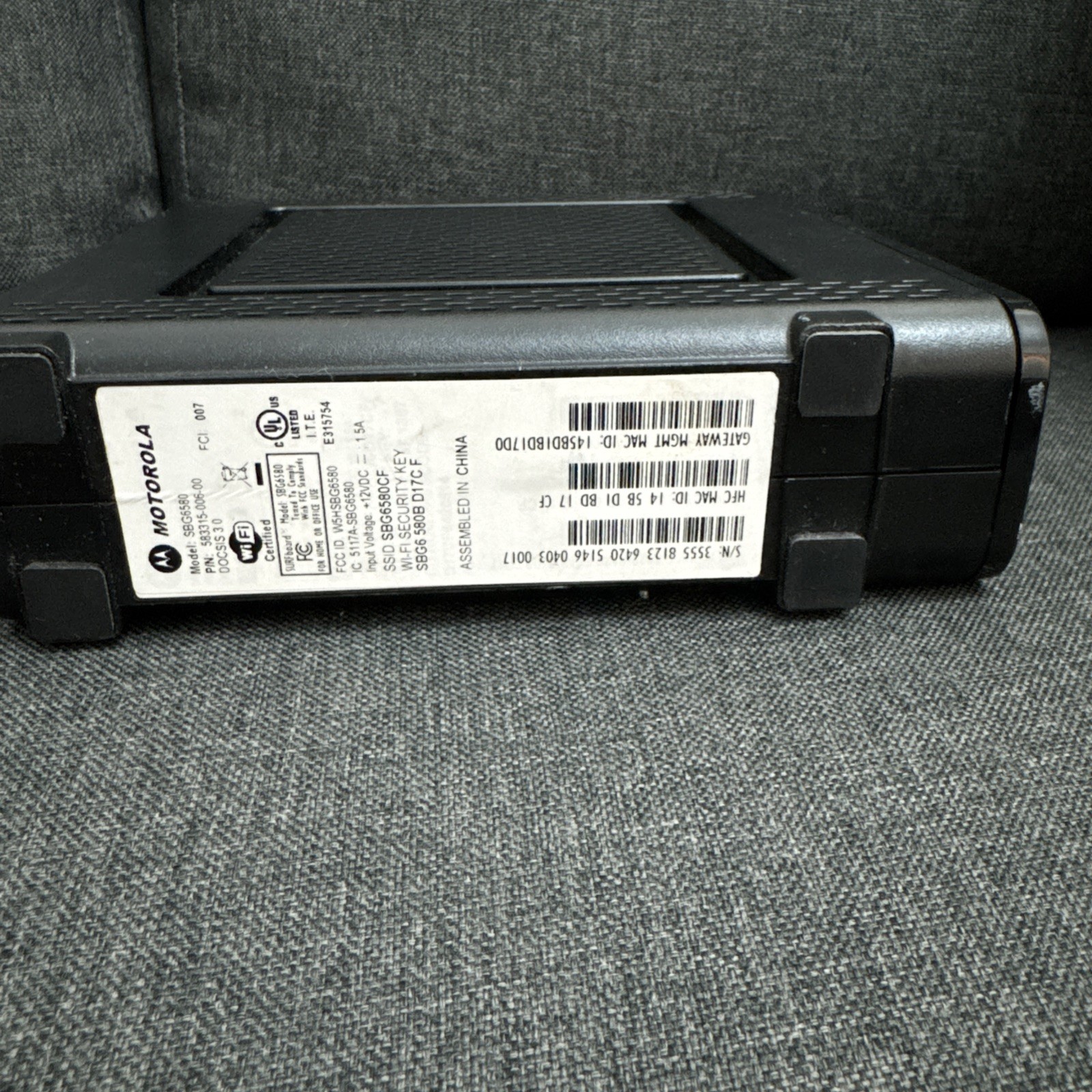 Motorola SURFboard Router SBG6580-G228 Rectangle Cable Modem Not Tested