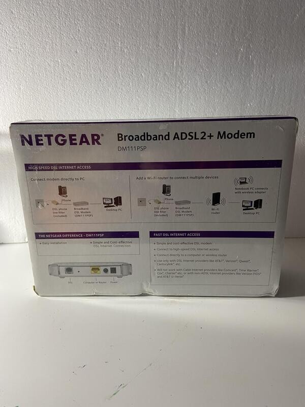 Netgear Broadband ADSL2+ Modem – DM111PSP with Power Supply In Box(New Sealed)