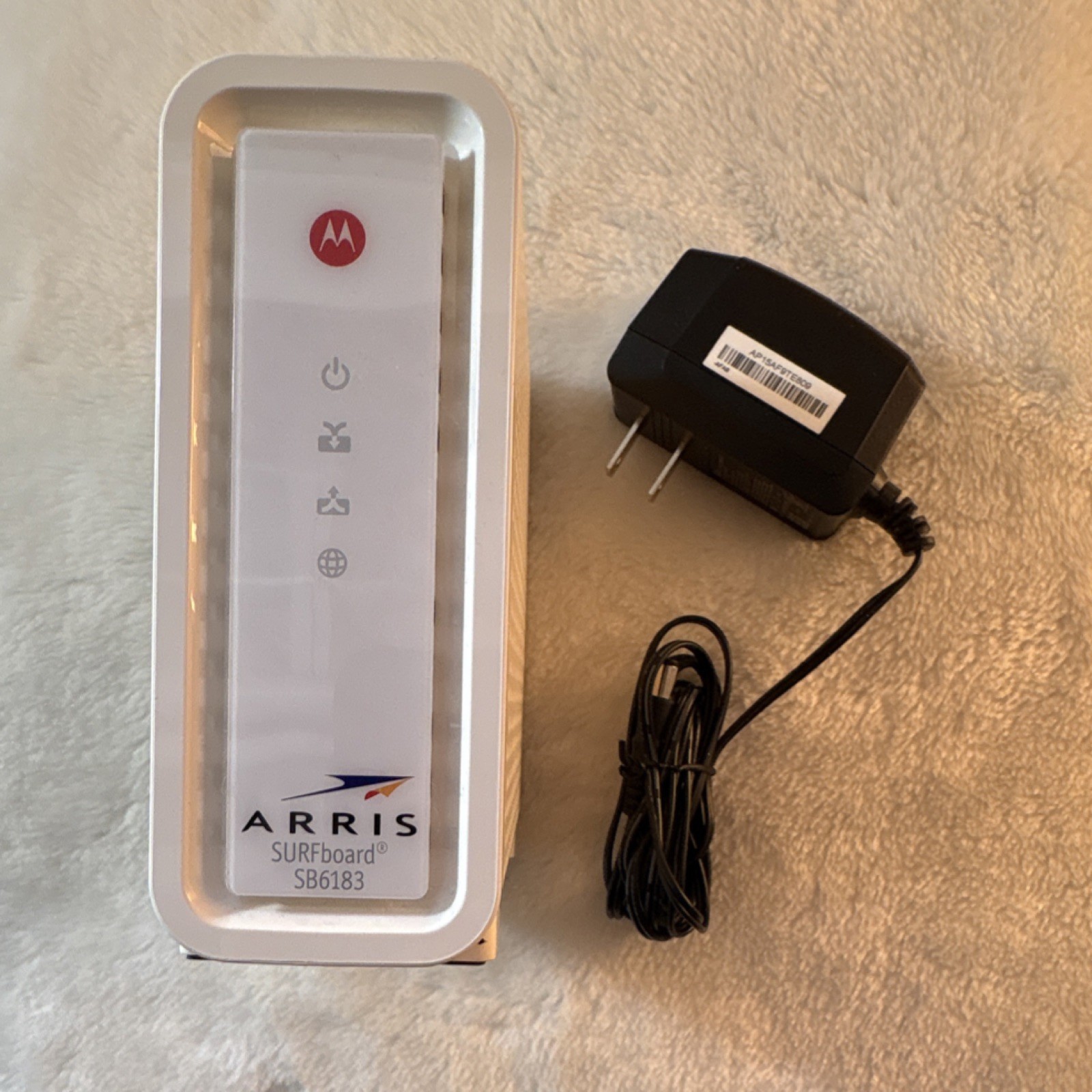 ARRIS SURFboard SB6183 Cable Modem Ethernet & Coaxial Ports Wired Power Adapter