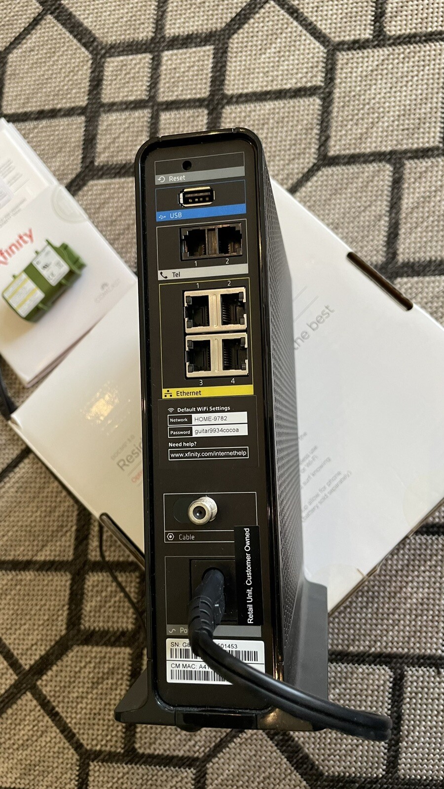 ARRIS Xfinity TG862G/CT Residential Gateway & Router (Parts Only) w/ Battery