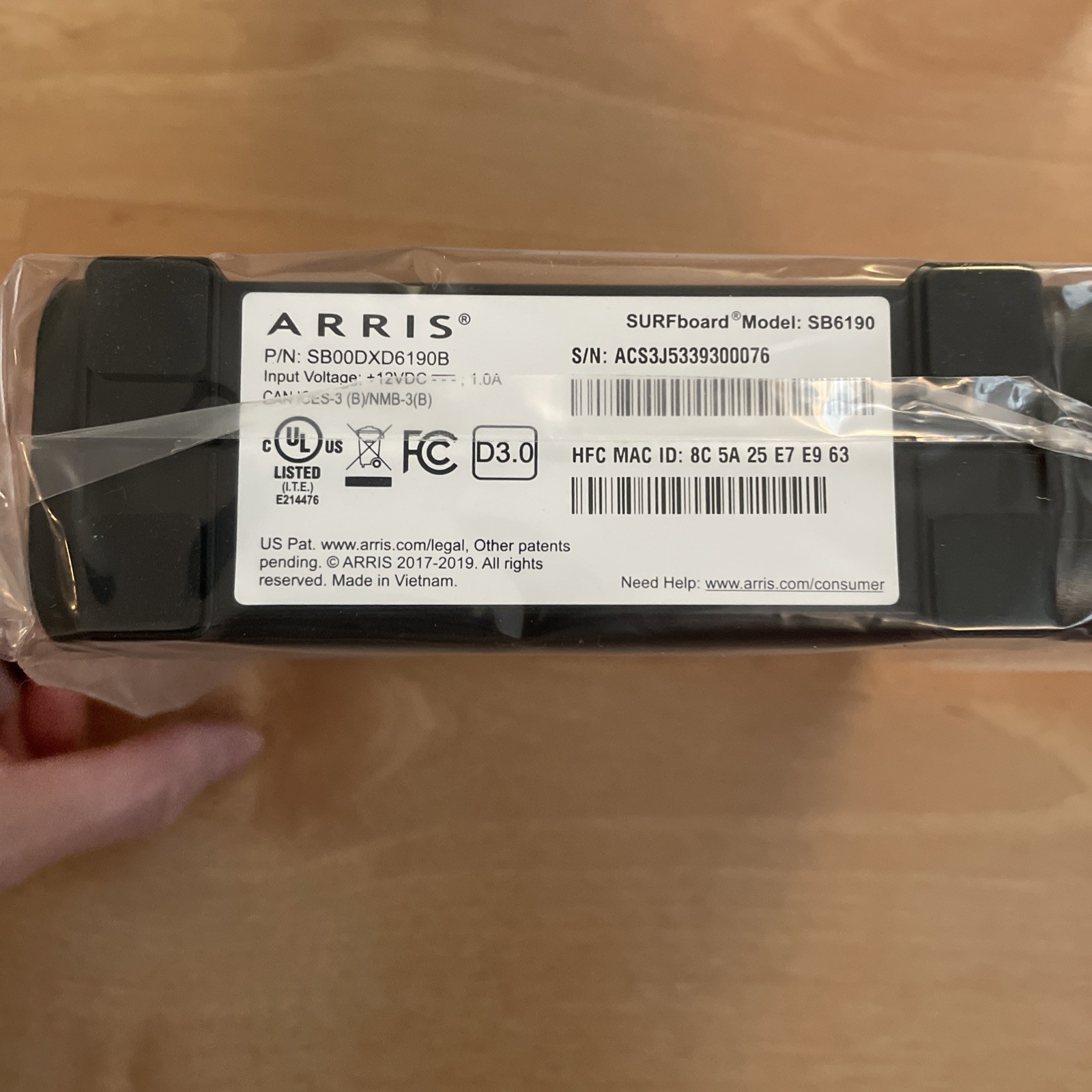 ARRIS SURFboard SB6190 DOCSIS 3.0 Cable Modem 32×8 Gigabit, Open box Never used