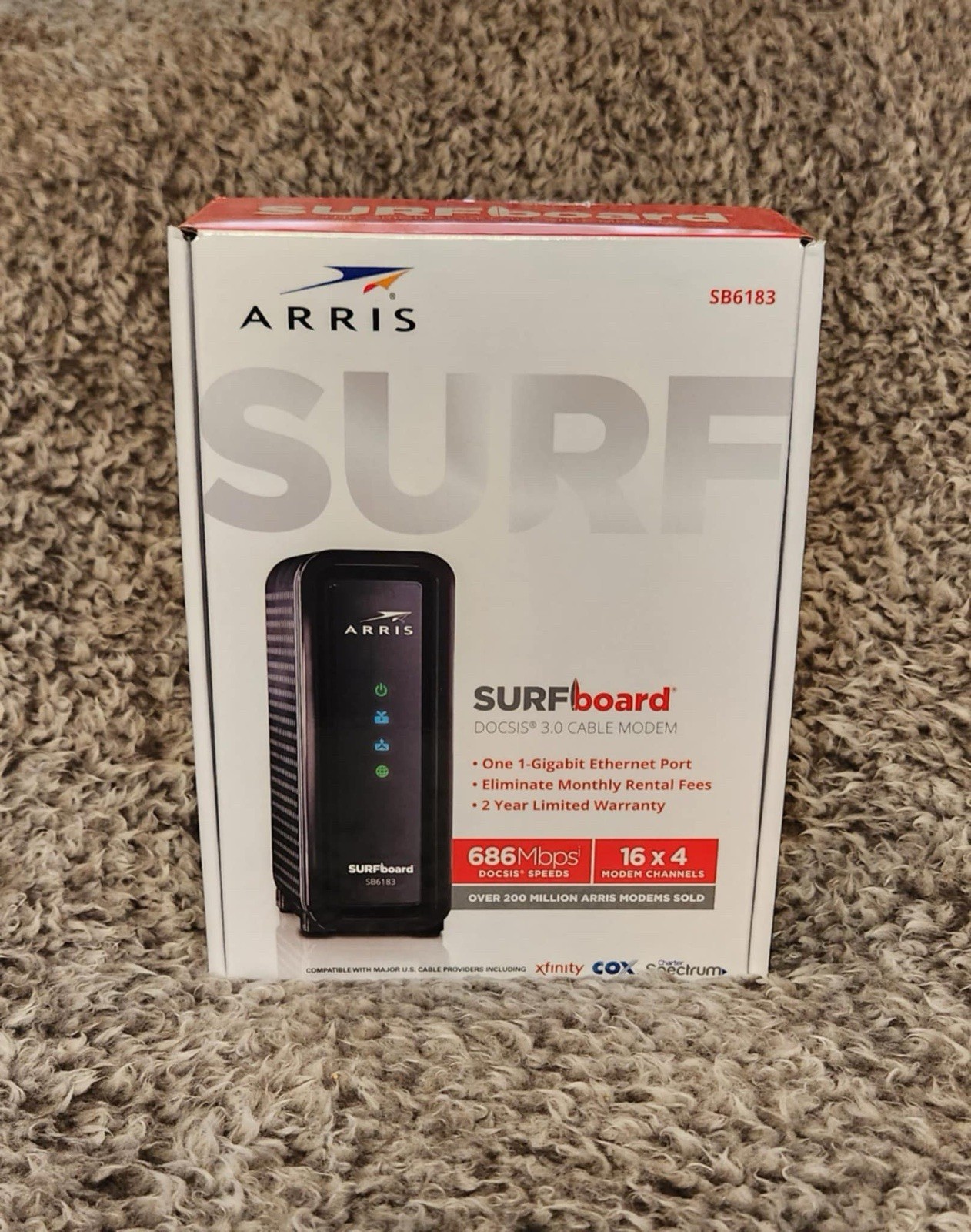 ARRIS SURFboard (16×4) DOCSIS 3.0 Cable Modem SB6183 Black 612572216712