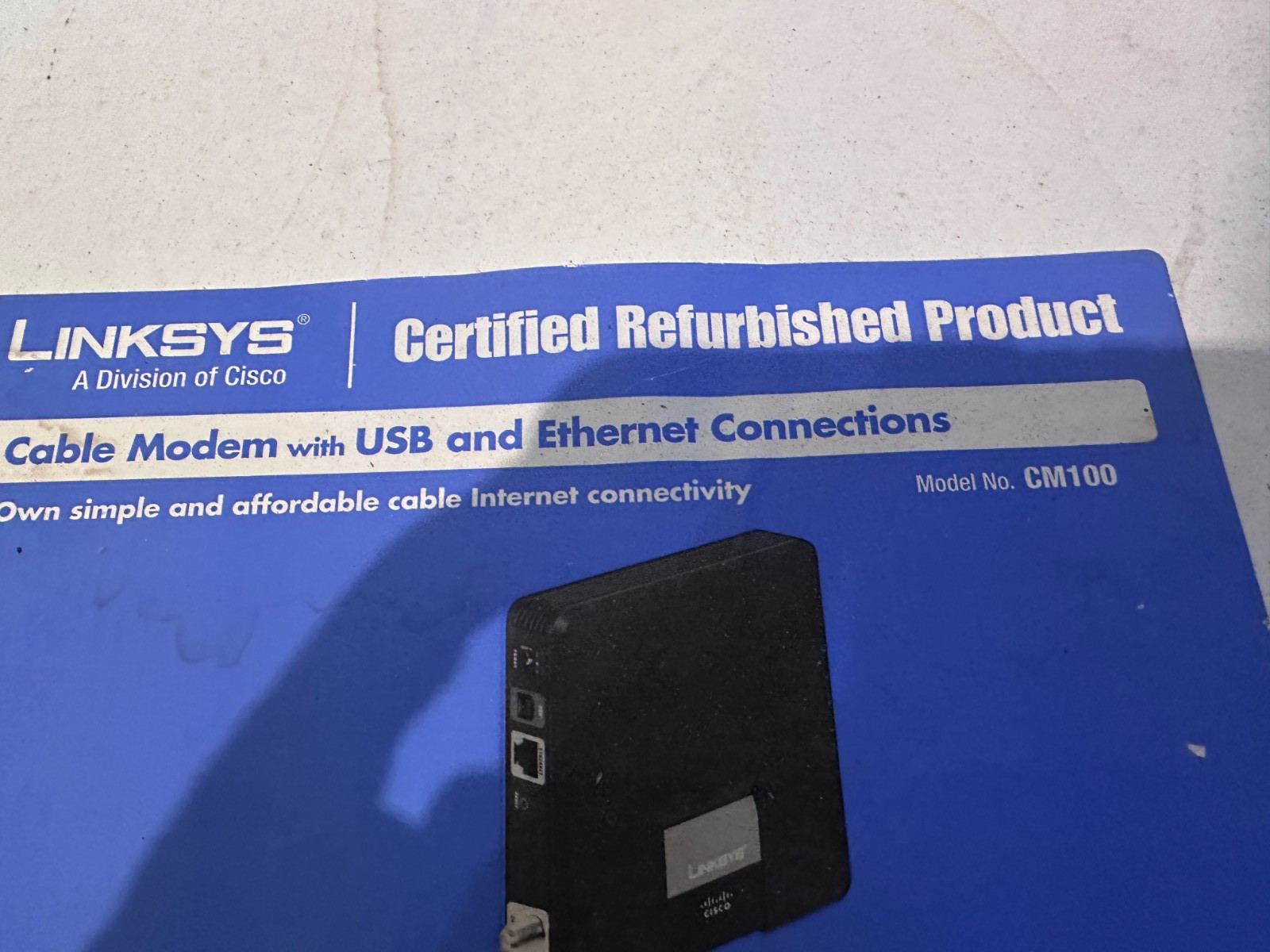 Linksys CM100 Cable Modem w/Ethernet Connections – REFURBISHED