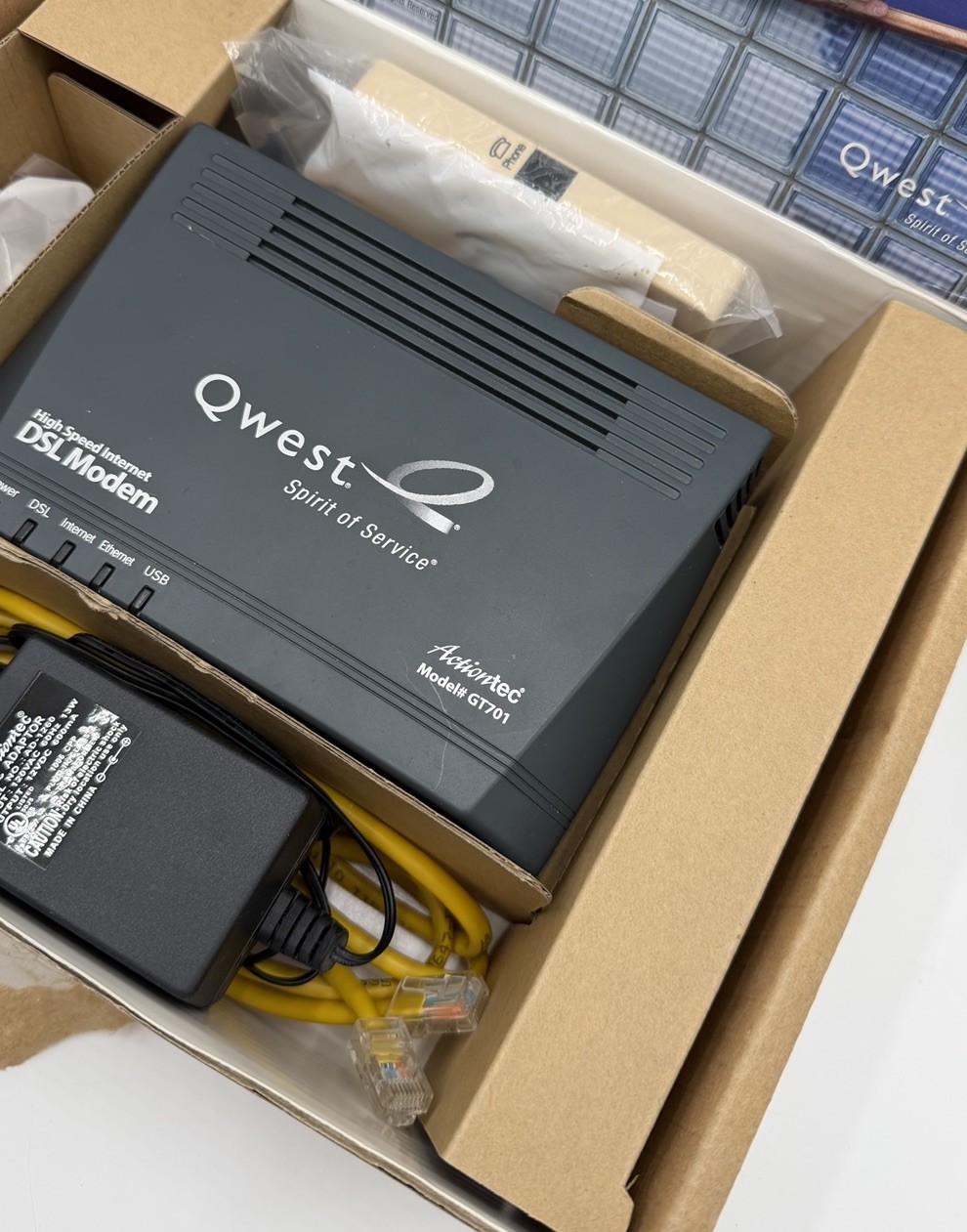 Qwest Actiontec GT701 DSL Modem Kit – Complete in Box – Tested Working