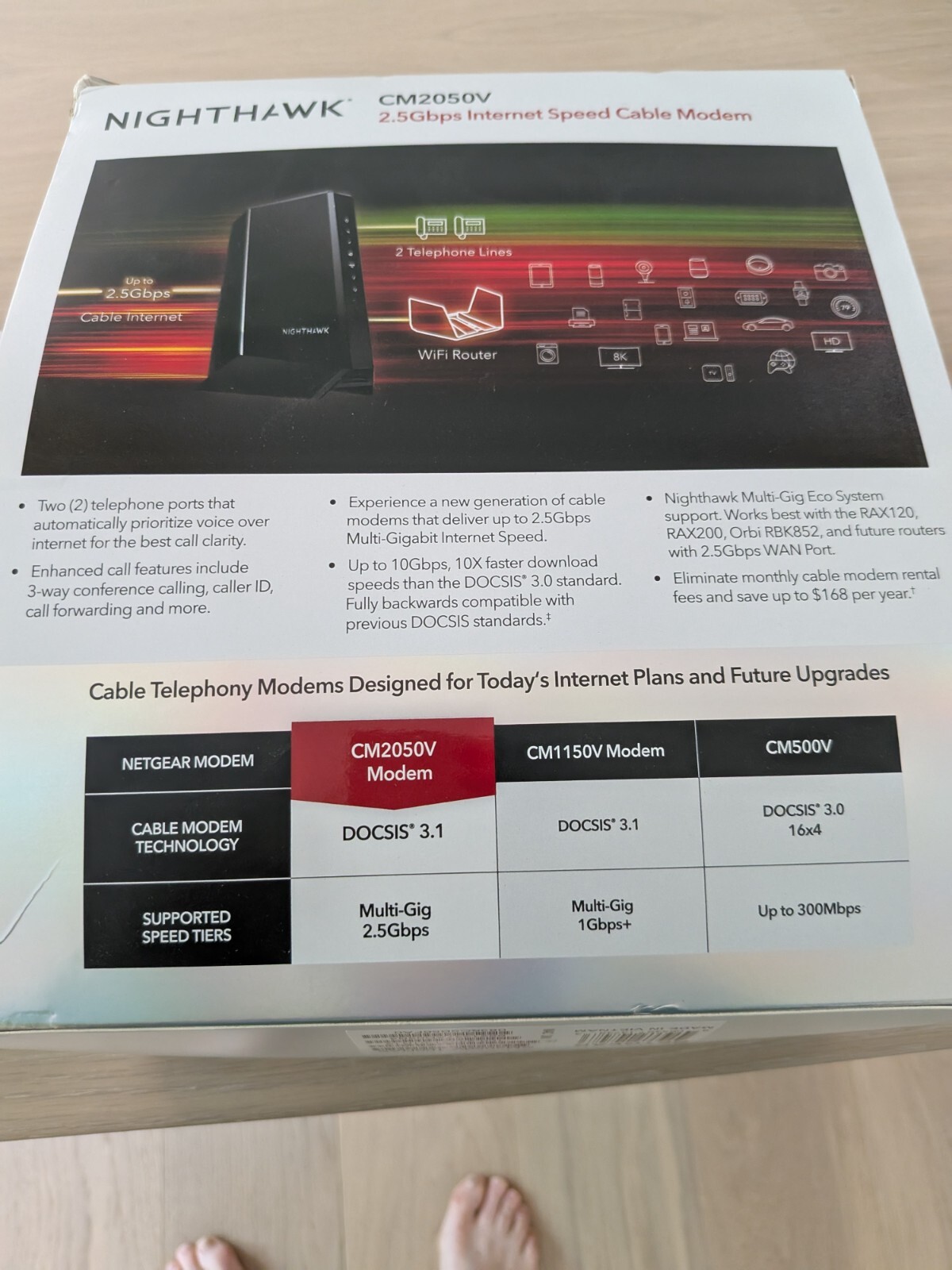 Netgear Nighthawk® Multi-Gig 2.5Gbps Cable Modem for Xfinity Voice CM2050V
