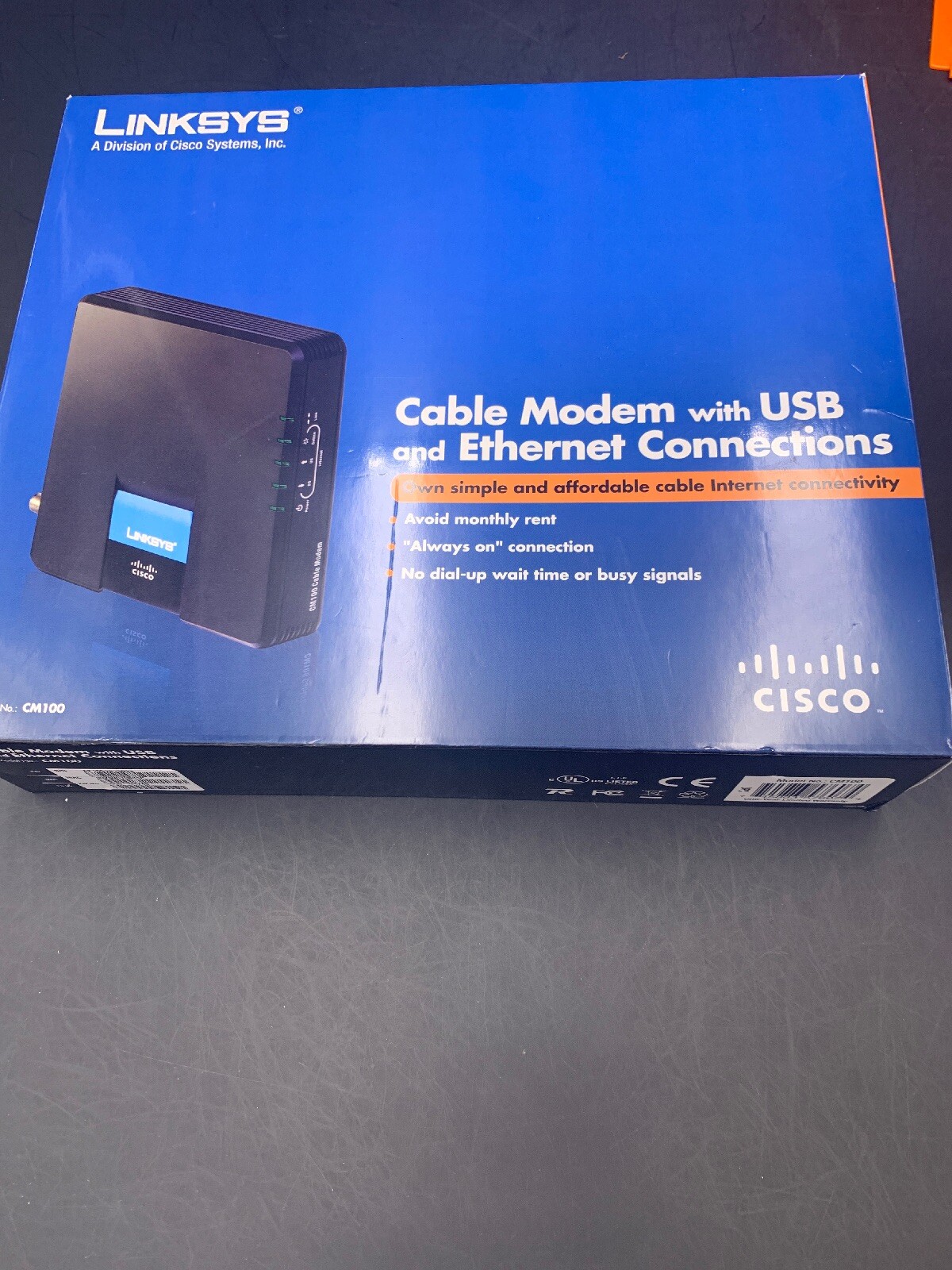 Cisco-Linksys Cable Modem with Ethernet USB Connection CM100
