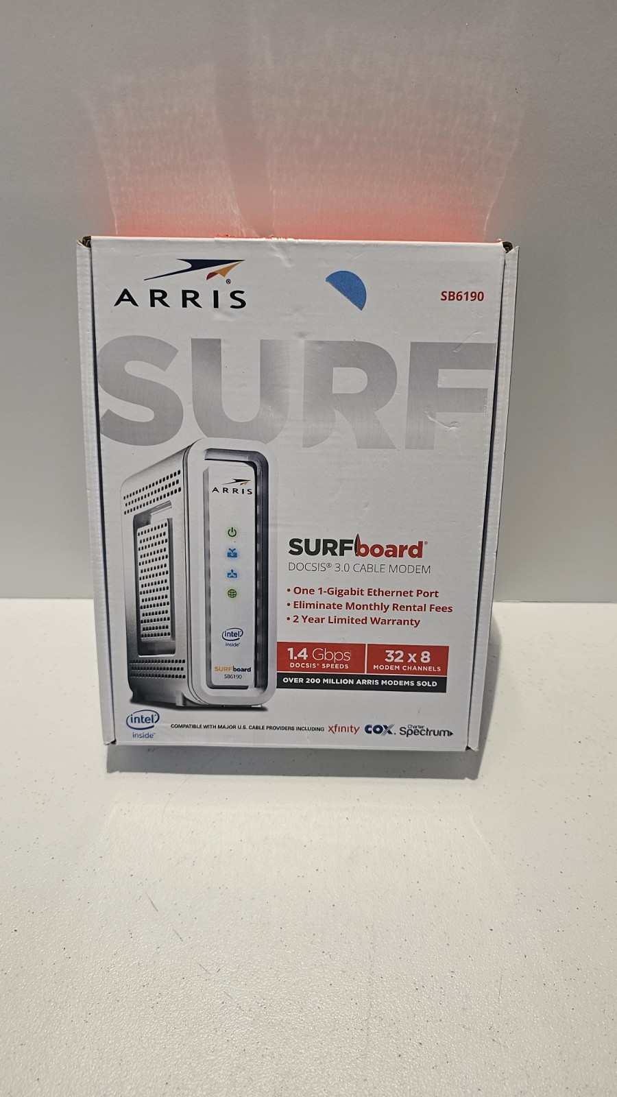 ARRIS SURFboard SB6190 DOCSIS 3.0 32×8 Cable Modem w/ Power Adapter & Box
