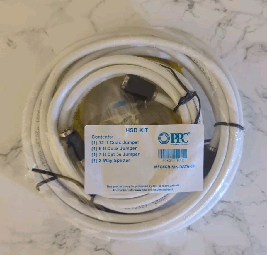 🏇🏻 HSD KIT Incl 12 ft Coax, 6 ft Coax, 7 ft Cat 5e, 2-Way Splitter 606211-PPC