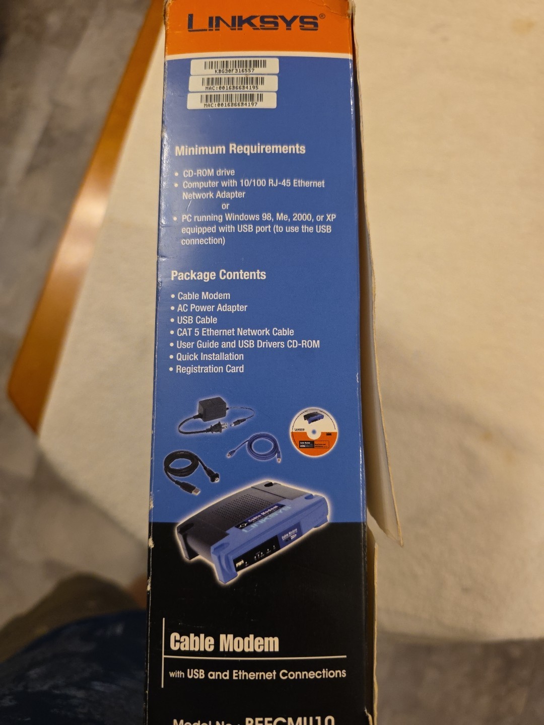 Linksys BEFCMU10 Cable Modem USB Ethernet Connections New In The Box