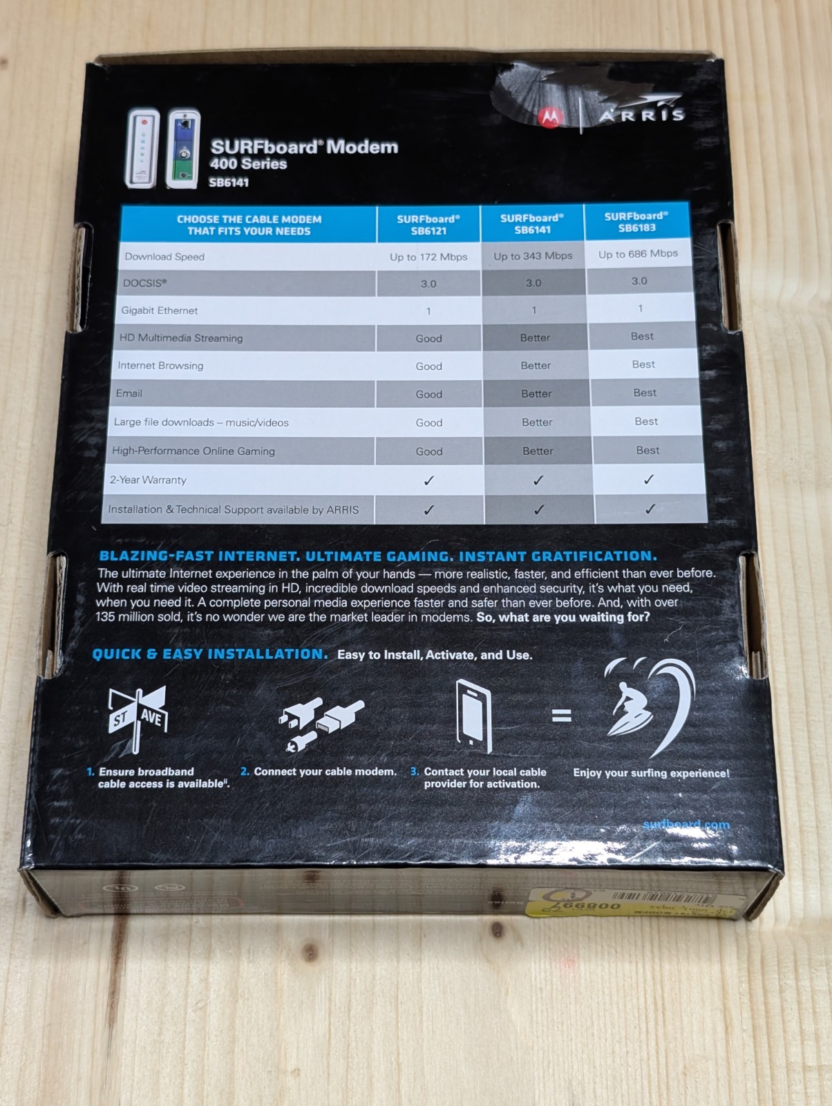 Motorola Arris SURFboard Modem Model SB6141, 400 Series, New Open Box
