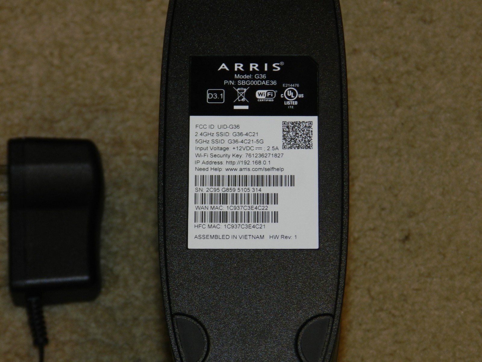 ARRIS G36 SURFboard DOCSIS 3.1 Multi-Gig Cable Modem & Wi-Fi 6 Router Combo