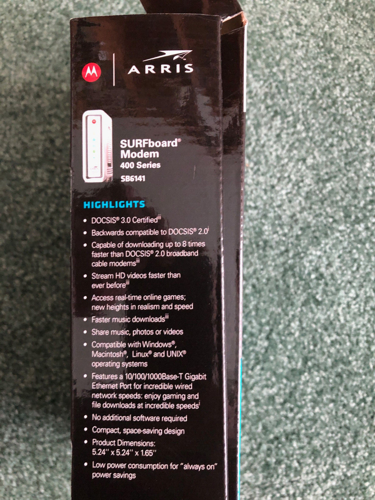 ARRIS SURFboard SB6141 Motorola Surf Board Modem 400 Series W/Power Cable