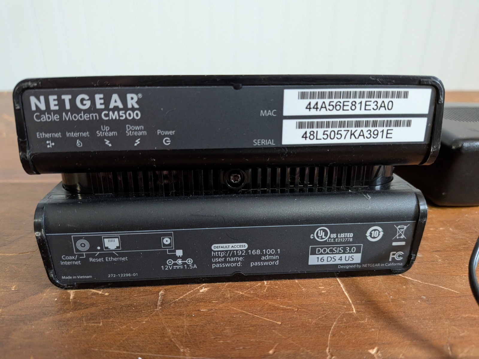 NETGEAR CM500 DOCSIS 3.0 Cable Modem 680 Mbps w/ Power Adapter