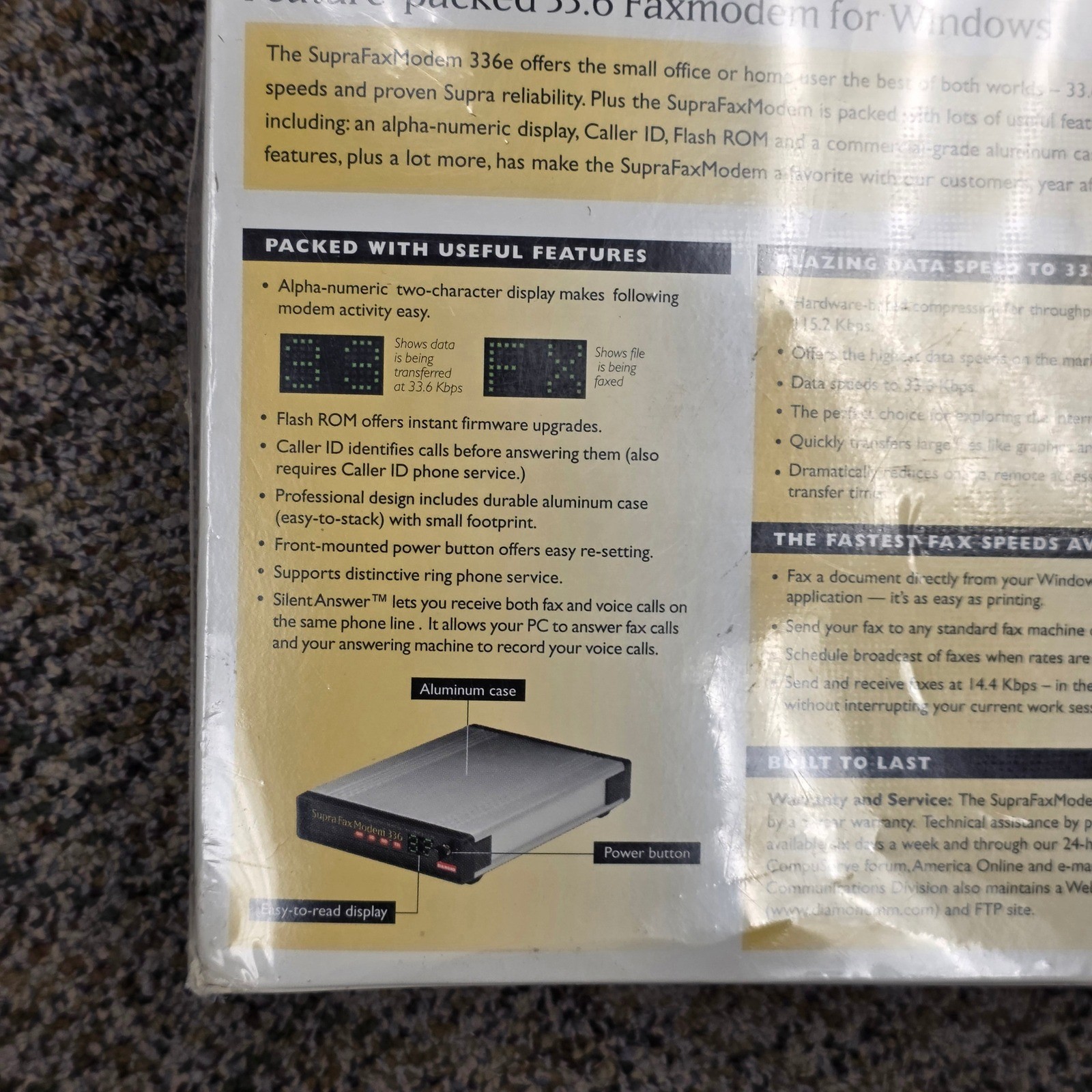 Diamond SupraExpress 336e External Fax Modem 33.6 Windows 95 Vintage Sealed New