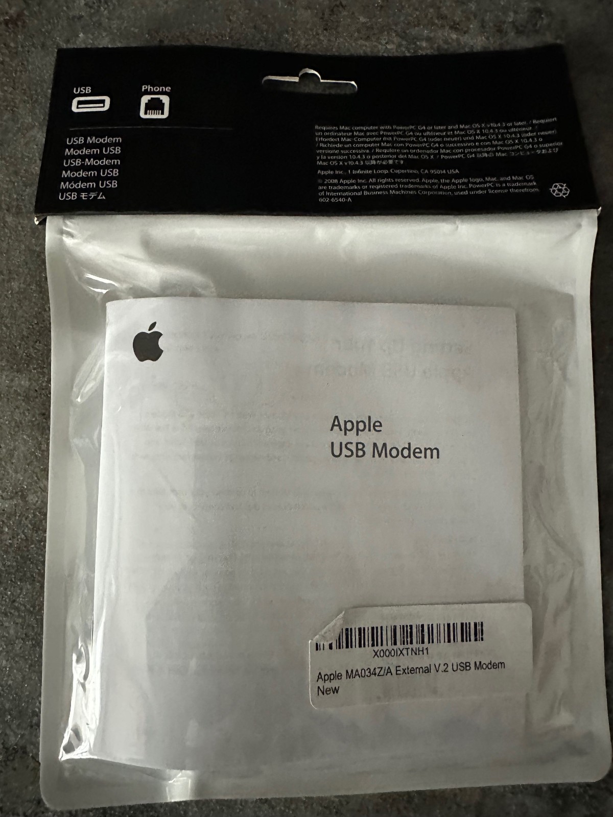 Apple Mac USB External Dial-up Fax Modem Model MA034
