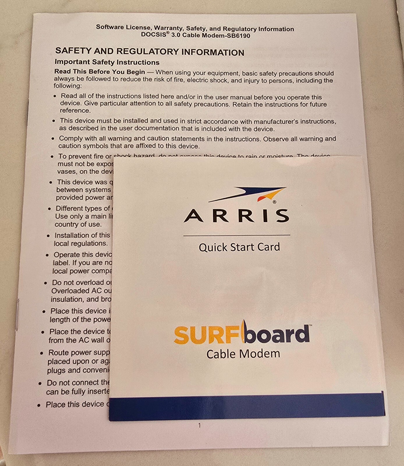 ARRIS SURFboard SB6190 DOCSIS 3.0 High-Speed Cable Modem. 32×8 Channel Bonding