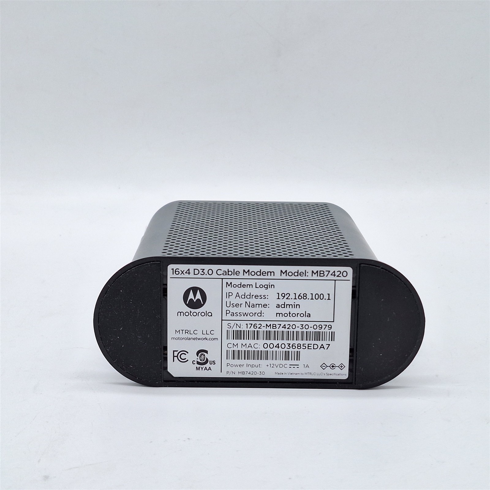 Motorola MB742010 686mbps DOCSIS 3.0 Cable Modem