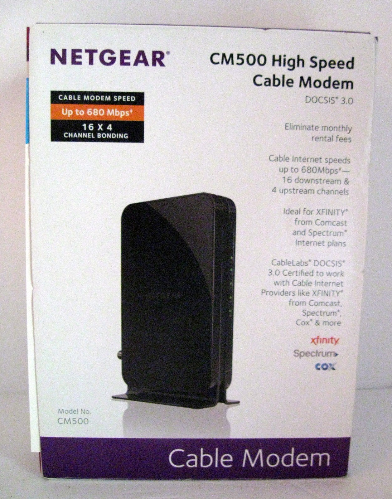 🛜NETGEAR CM500 CM500-1AZNAS 16×4 DOCSIS 3.0 Cable Modem🌟680 Mbps