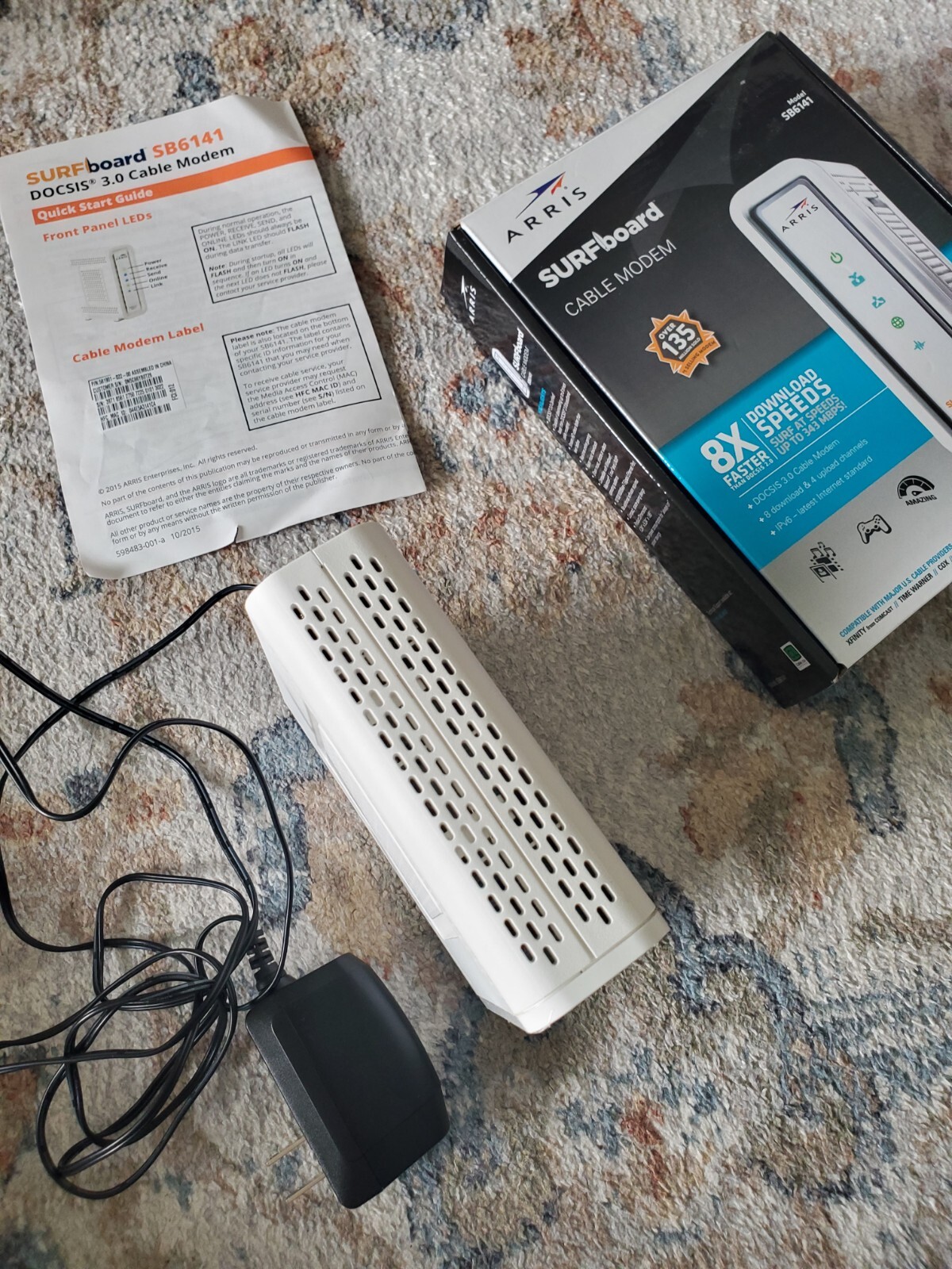 ARRIS SURFboard SB6141 Modem 400 Series 8×4 DOCSIS 3.0 343 Mbps Open Box Works