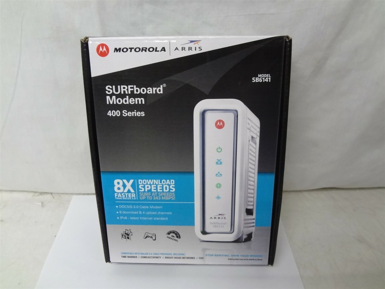 Motorola Arris SB6141 DOCSIS 3.0 400 Series SURFboard White Cable Modem