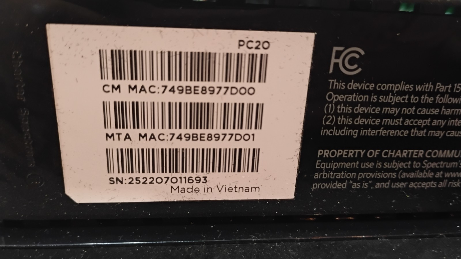 Spectrum EN2251 DOCSIS 3.1 eMTA 2.5G PC20 WITH Cord ***
