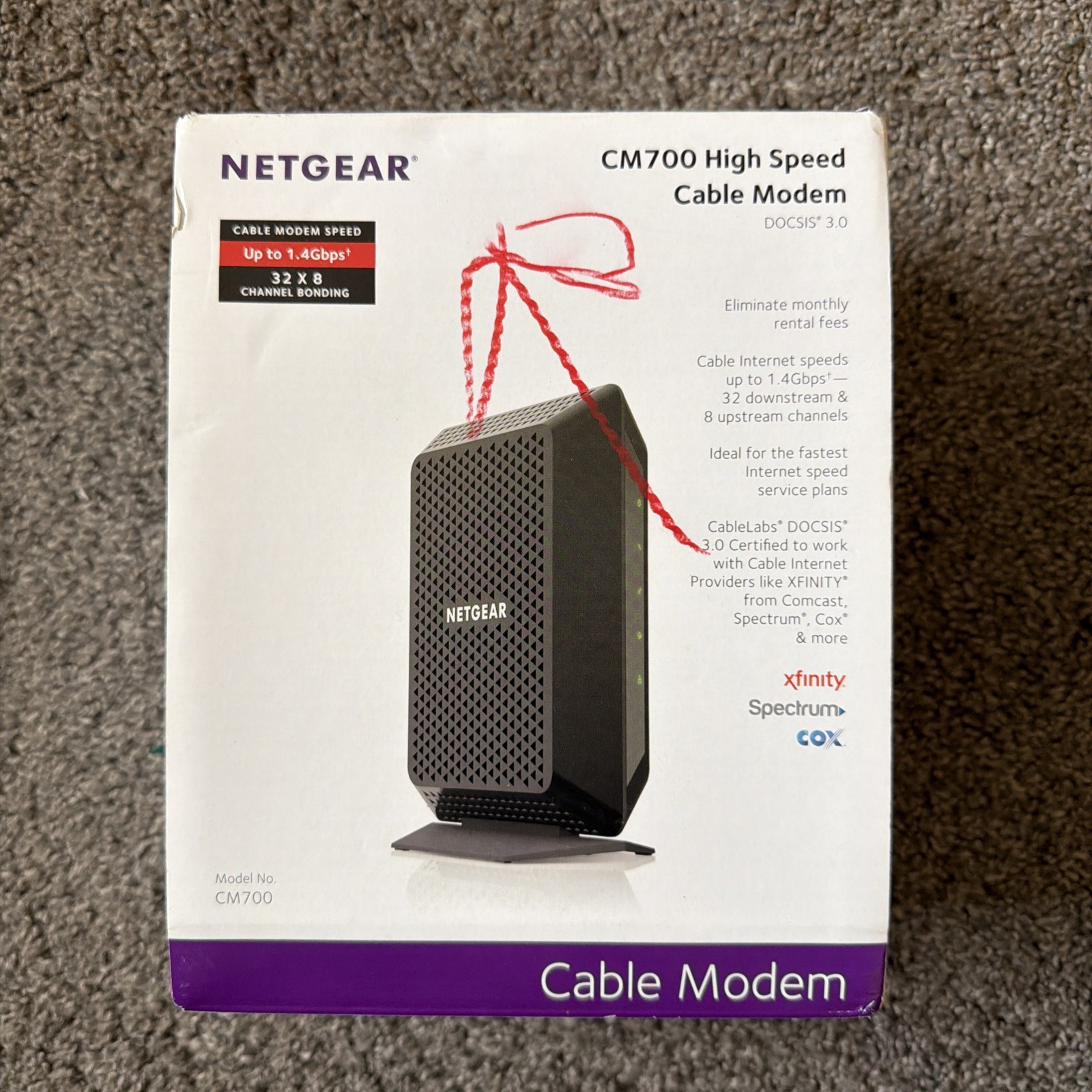 Netgear CM700-100NAS DOCSIS 3.0 High Speed Cable Modem – Open Box New!
