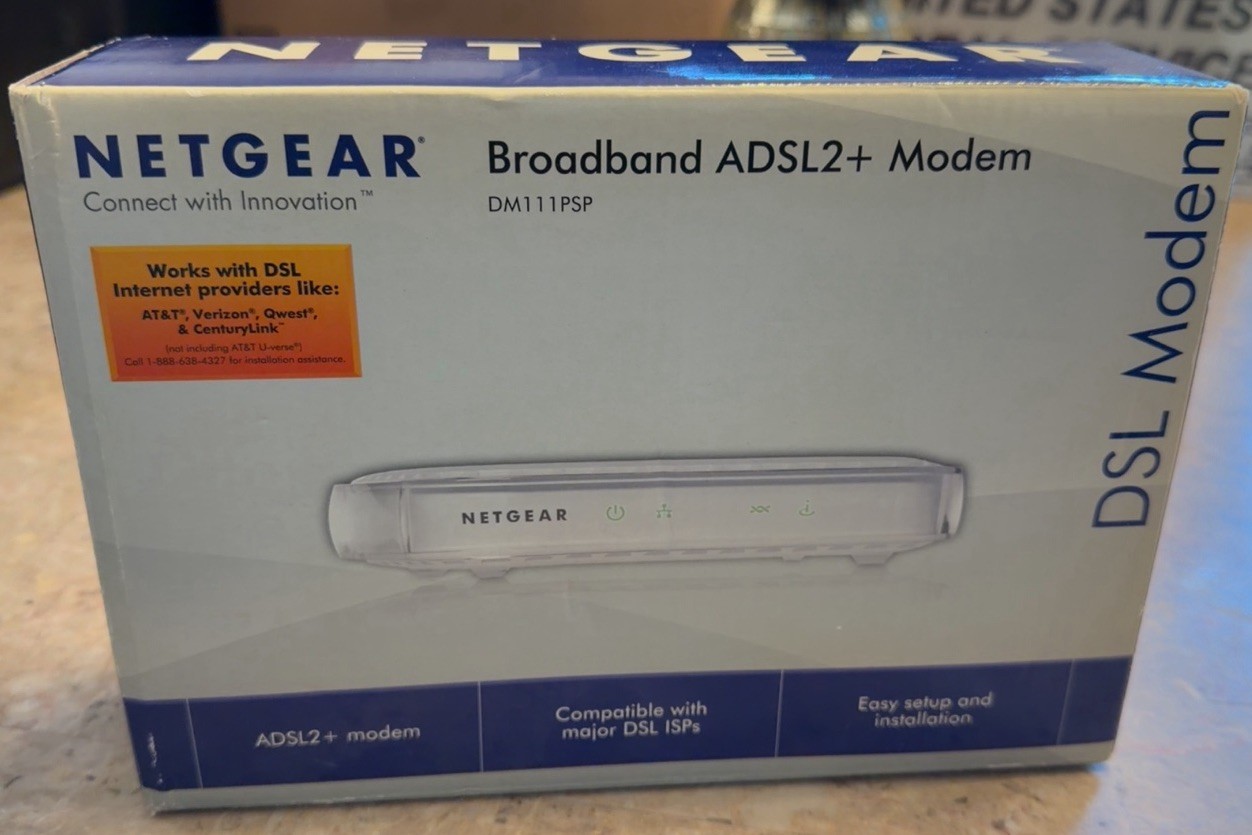 NETGEAR DM111PSP ADSL2+ Modem 24 Mbps 1-Port Ethernet (RJ-45) White New