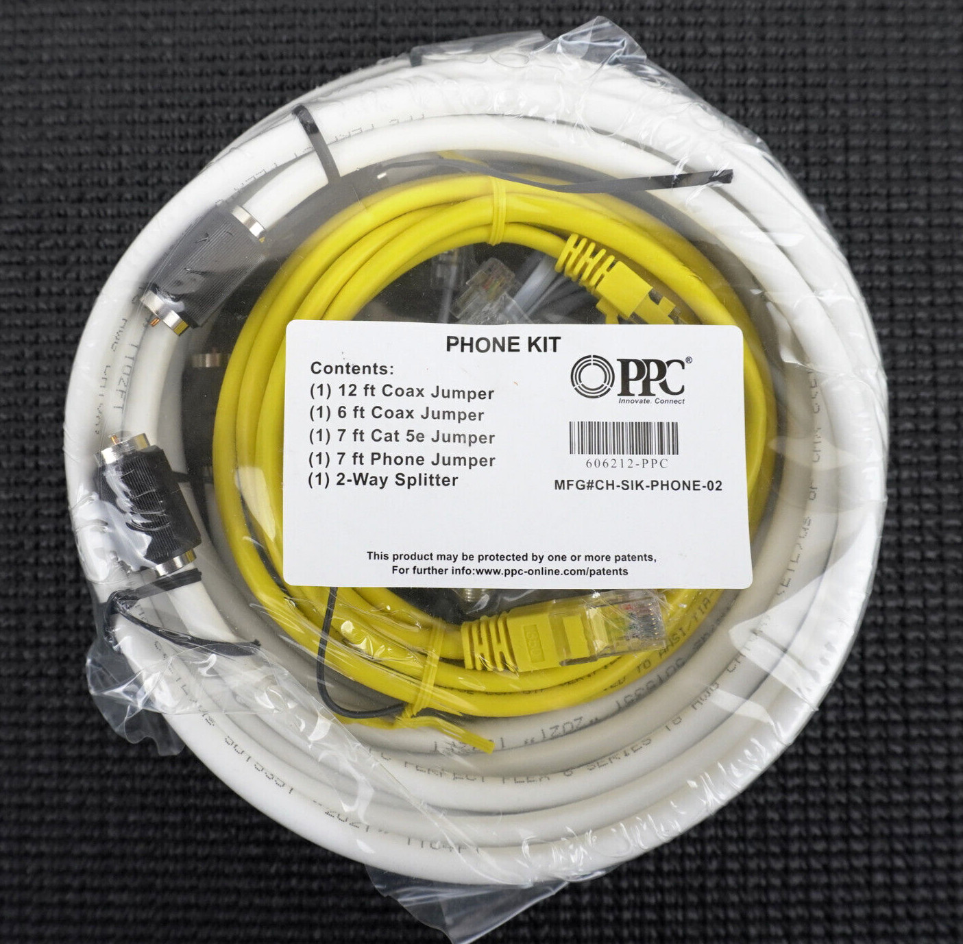 PPC Phone Kit Coax Cat 5e Phone Jumper 2 Way Splitter Mfg#CH-SIK-PHONE-02