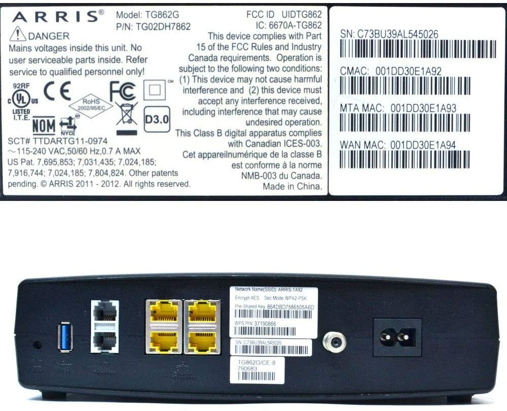 LOT x10 ARRIS TG862G Wireless Cable Modems *90 DAYS WARRANTY* FREE SHIPPING