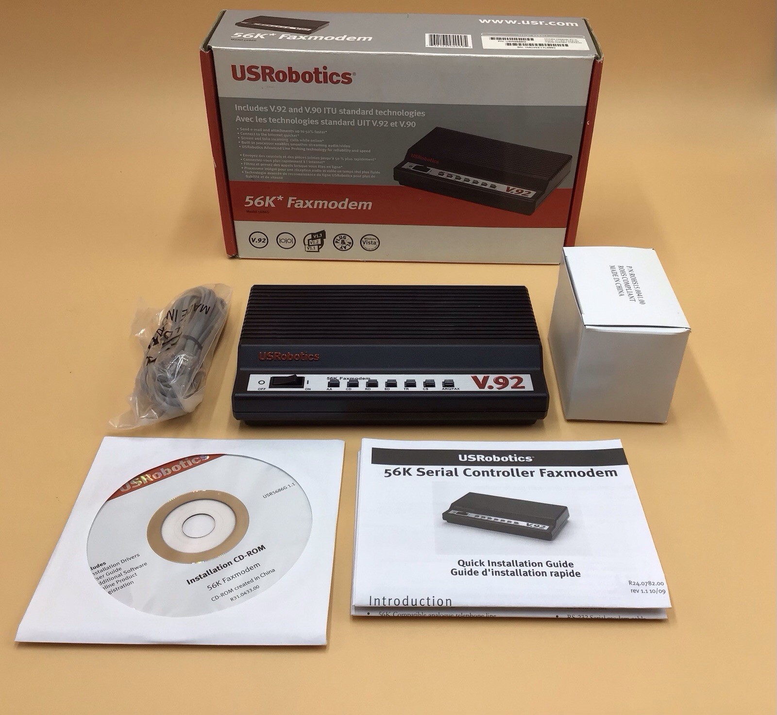 USRobotics 56K* V.92 Serial Controller USR5686G Dial-up External Faxmodem