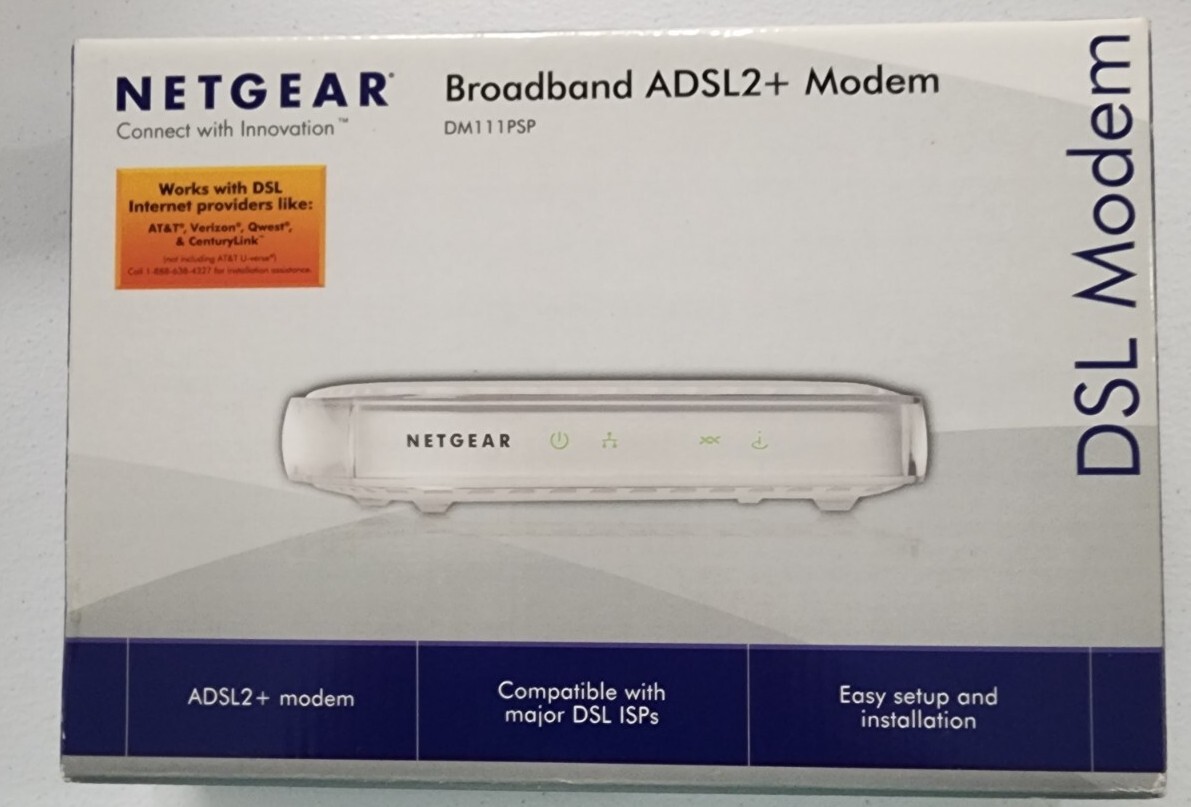 Netgear Broadband ADSL2+ Modem Model DM111PSP DM111PSP-100NAS Complete