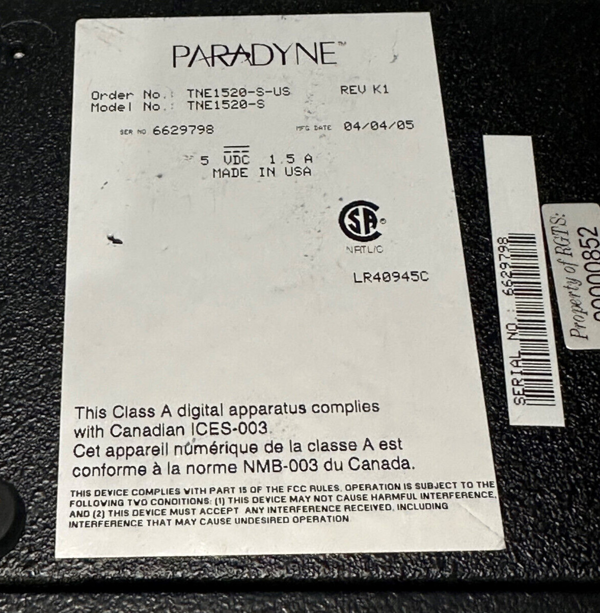 Paradyne TNE1520-S 10/100 Ethernet T1 Network Extender