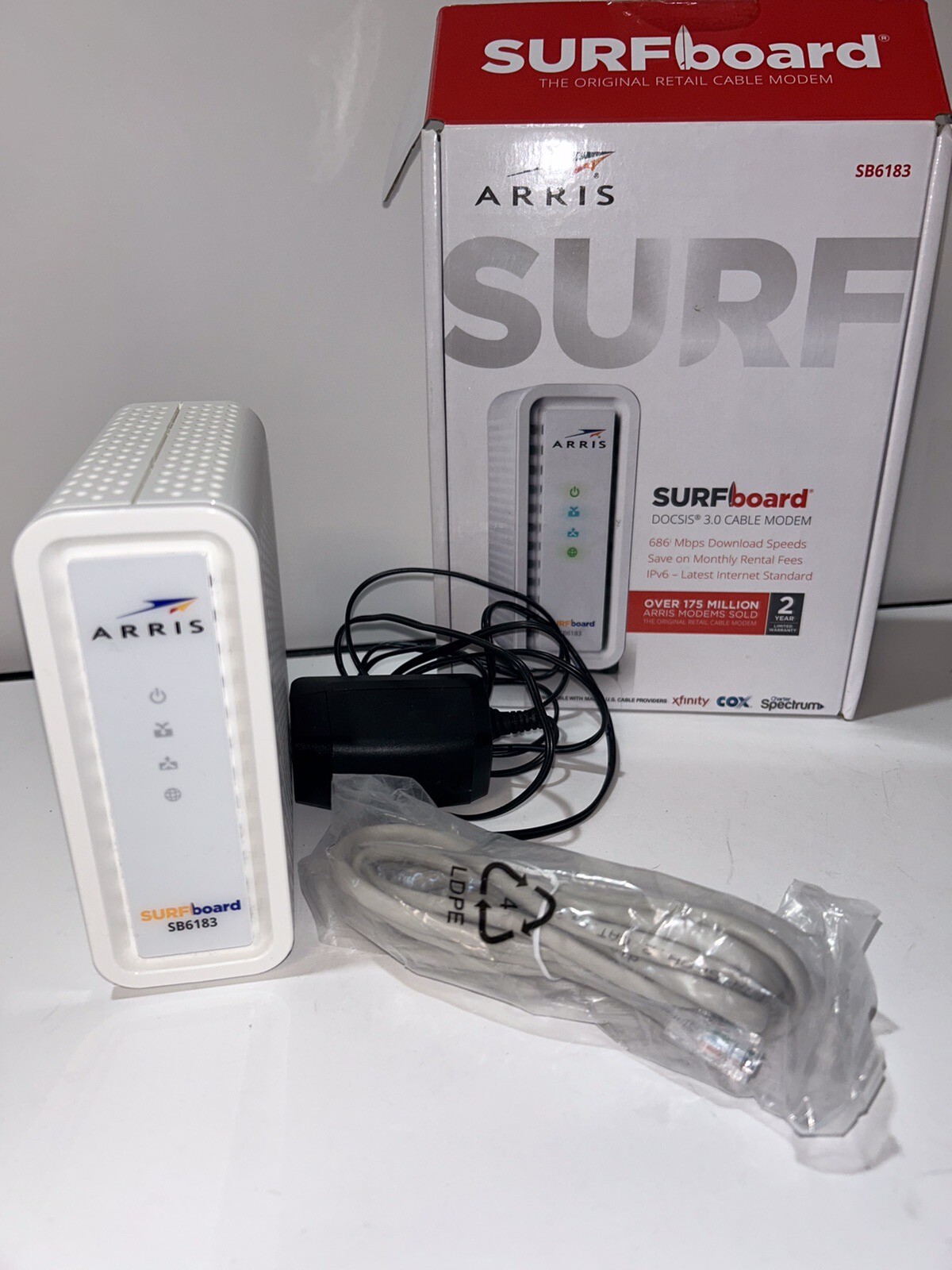 Arris Surfboard SB6183 Cable Modem 16×4 Modem Channels NEW. 1001304. NIB