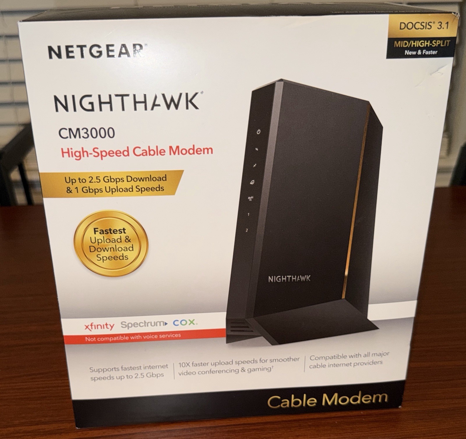 NETGEAR Nighthawk Mid/High-Split DOCSIS 3.1 Cable Modem CM3000 (NEW NEVER USED)