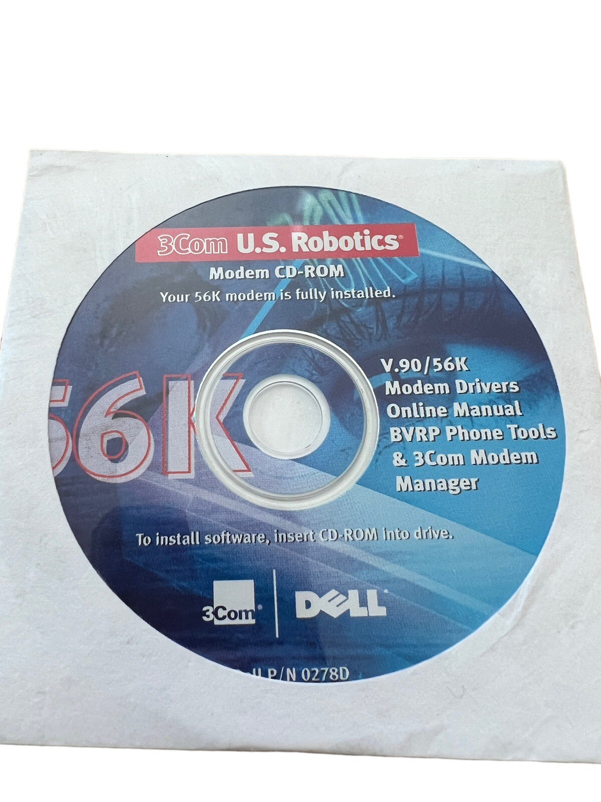 3Com U.S. Robotics Modem Installation CD-Rom 56K v.90 Dell 0278D Drivers Manual
