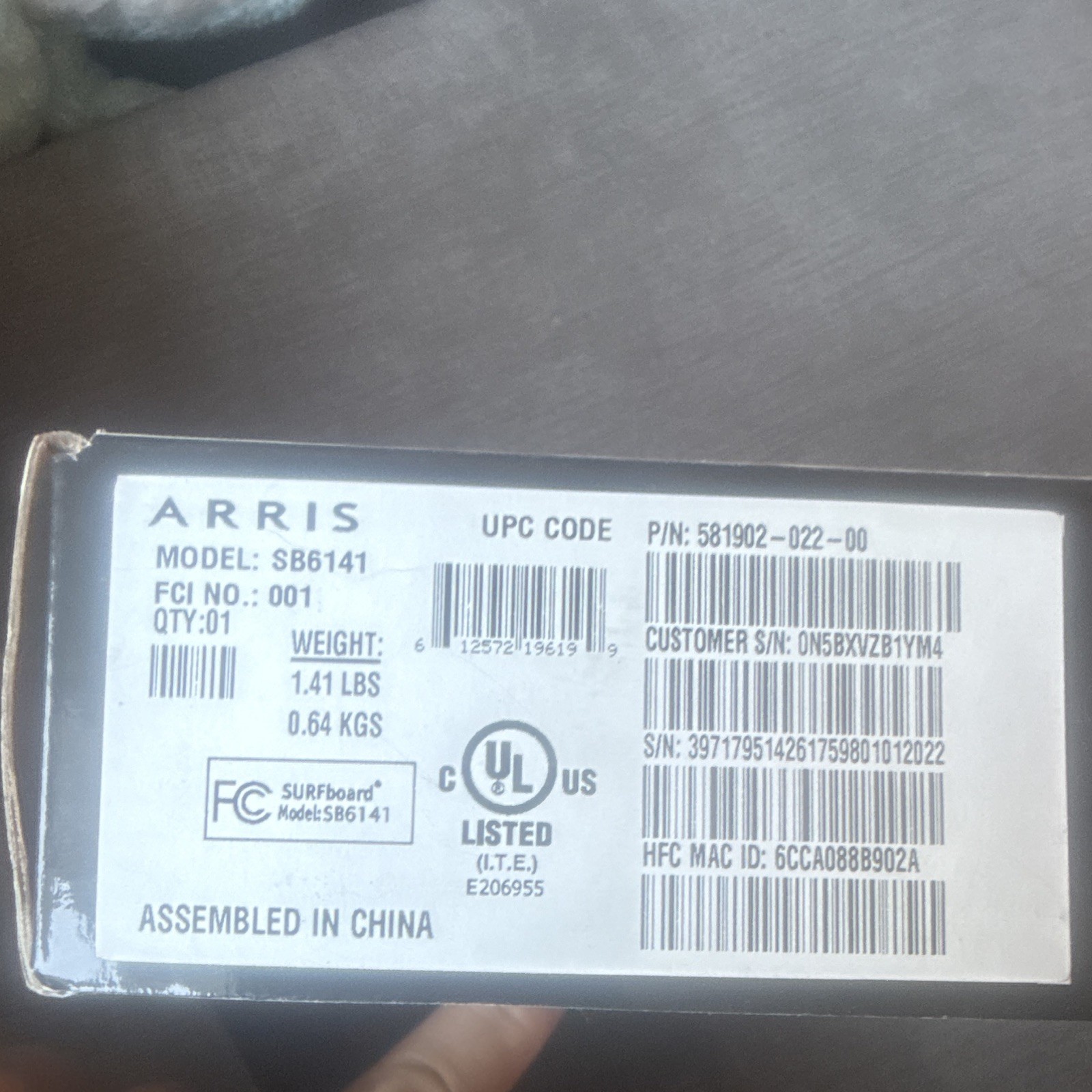 ARRIS SURFboard SB6141 DOCSIS 3.0 Cable Modem 343 Mbps IPv6 White