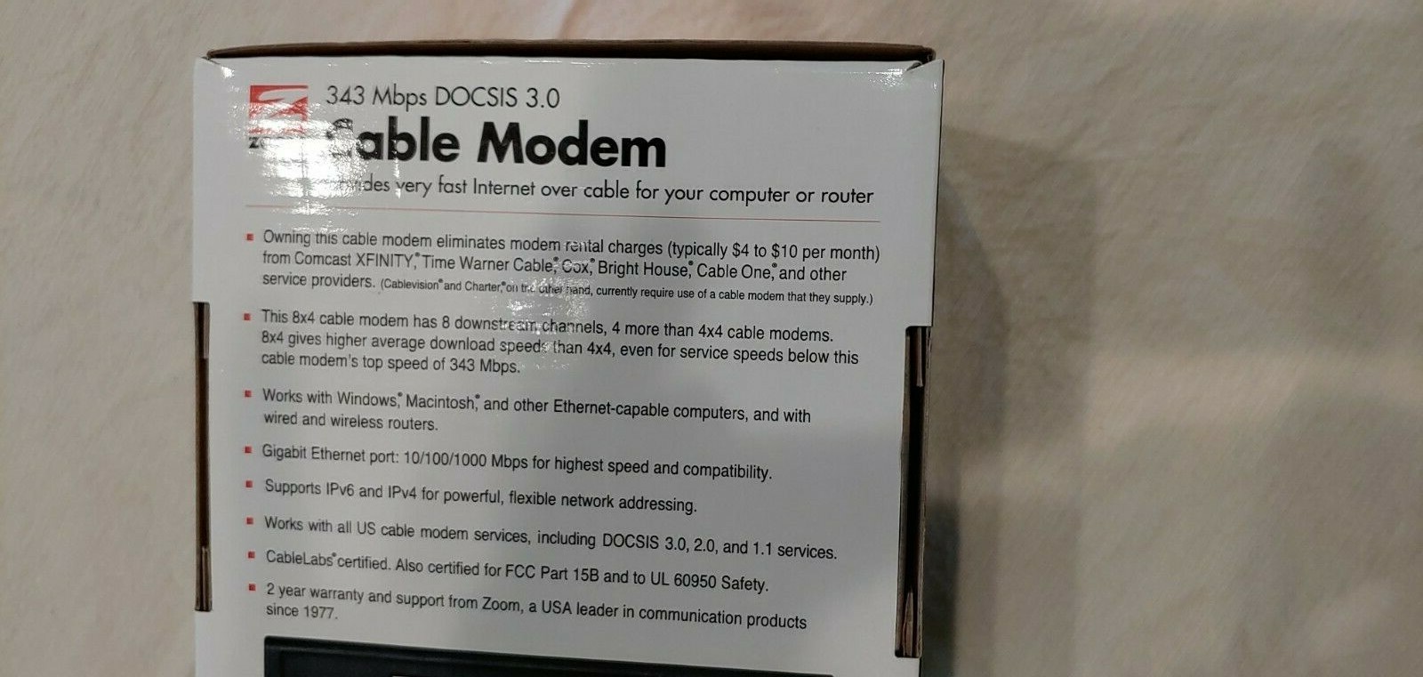 Zoom 343 Mpbs DOCSIS 3.0 Cable Modem Model 5341