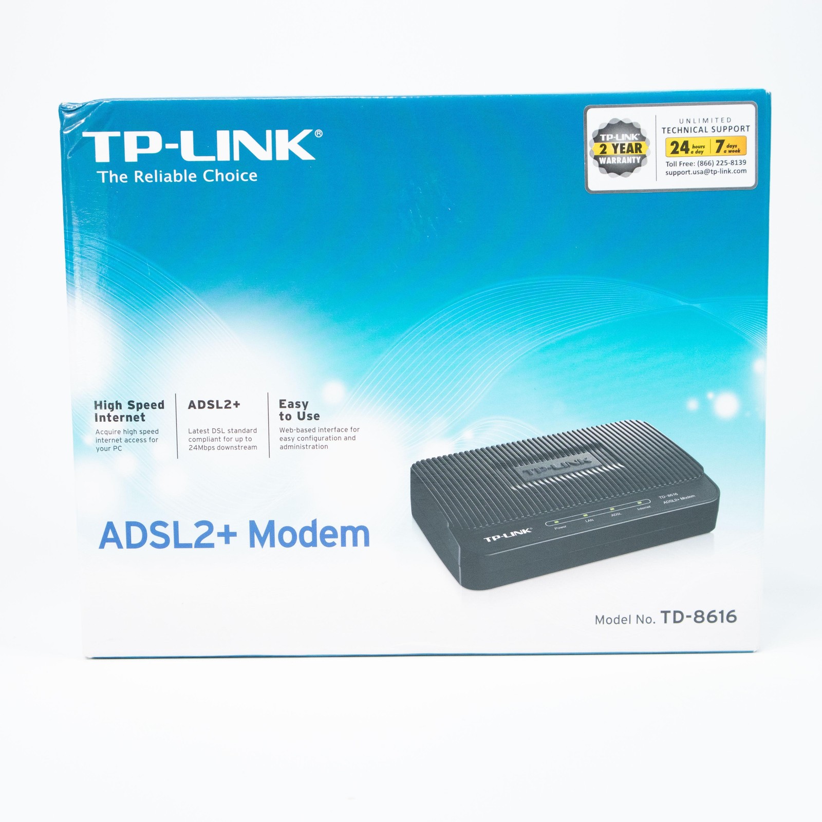 TP-Link TD-8616 External ADSL2+ Modem 10/100 Ethernet 1-Port Wired DSL Black