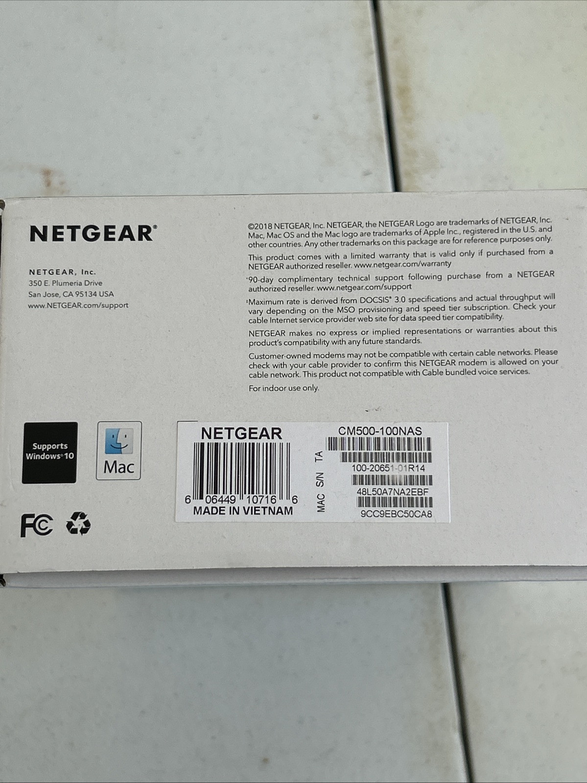 NETGEAR CM500 (CM500100NAS) 680 Mbps Cable Modem