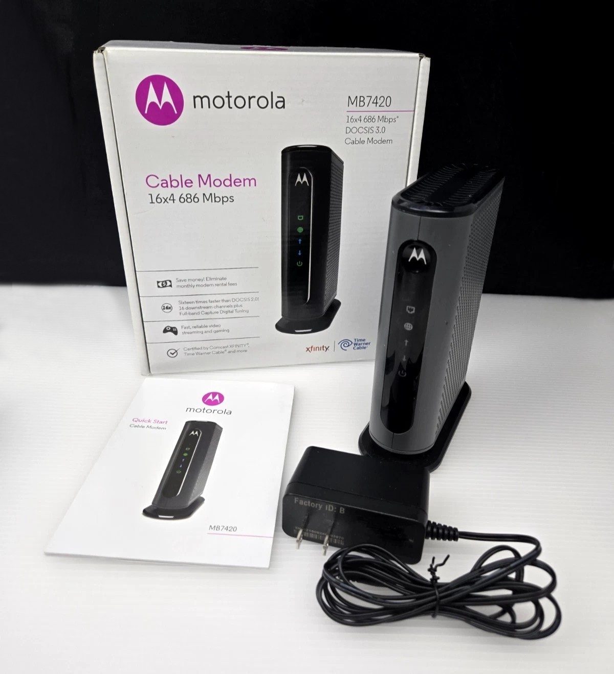 Motorola Cable Modem MB7420 16×4 686 Mbps DOCSIS 3.0 RNW916 Comcast Xfinity
